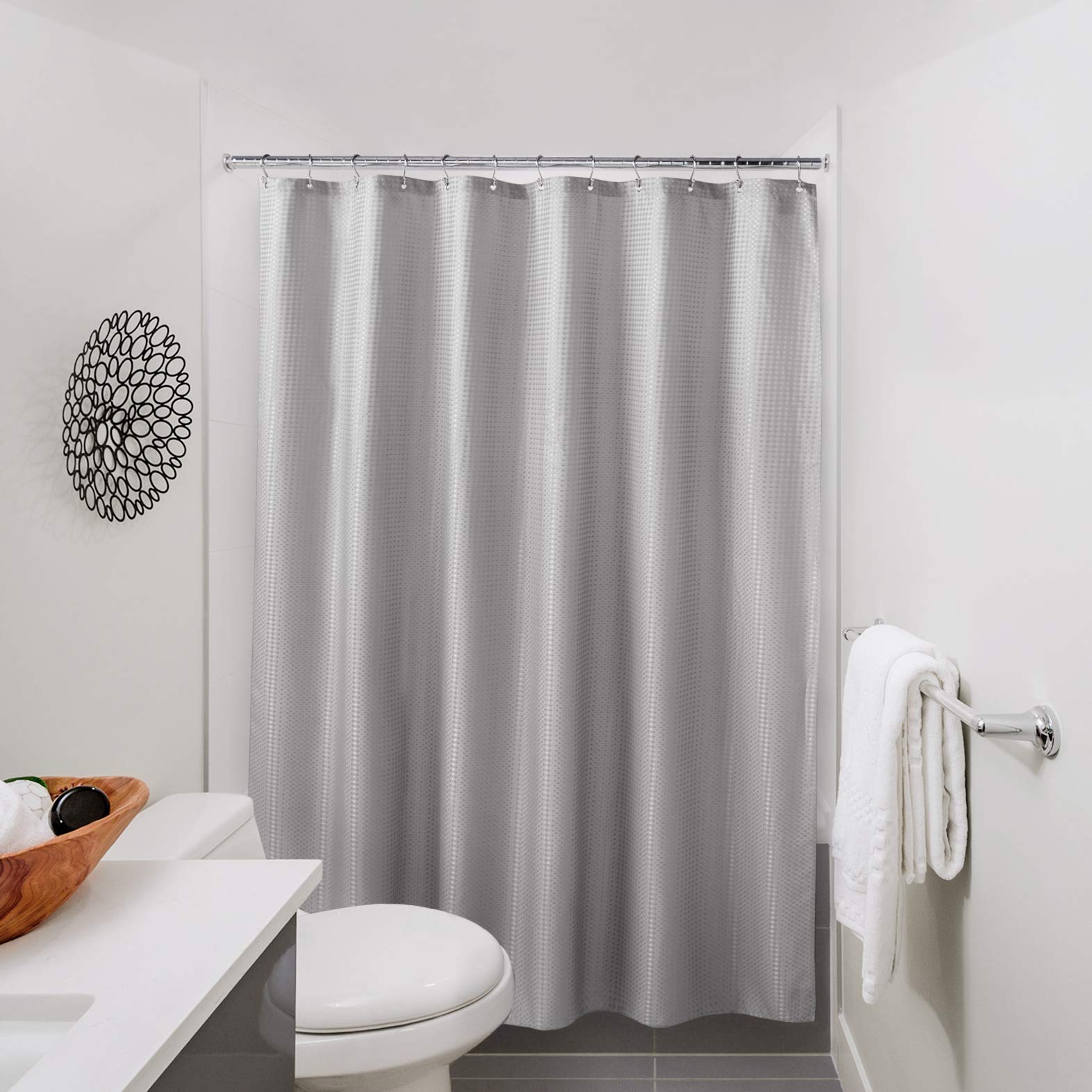Luxury Dainty Home Spa 251 Hotel Collection Waffle Weave Honeycomb Textured Fabric Shower Curtain - 70