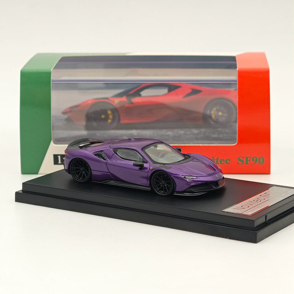 Novitec Ferrari SF90 1:64 Scale Diecast Model Car - Purple Collectible for Display & Racing Enthusiasts | Perfect for Showcases, Gifts & Car Collections