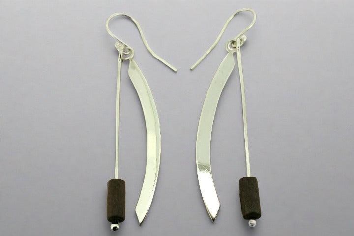Handmade Sterling Silver Drop Earrings with Rosewood Beads - Elegant Boho Jewelry for Women, Perfect for Weddings & Parties