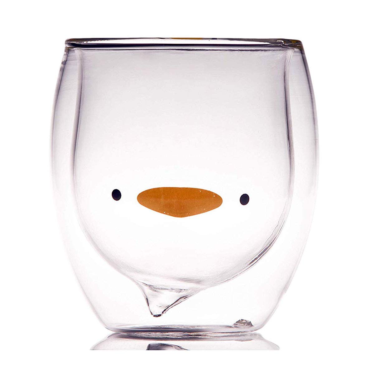HwaGui Double Wall Glass Mug with Cute Duck Design - 8.4oz Insulated Coffee Cup for Hot & Cold Drinks, Perfect Gift for Birthday, Tea, Milk, Office Use or Home Decor