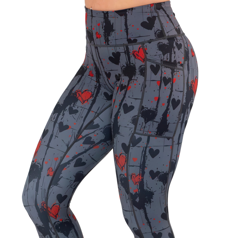 Cupid's Nightmare Halloween Leggings - Spooky Gothic Print Tights for Women - Perfect for Halloween Costumes, Cosplay, and Themed Parties