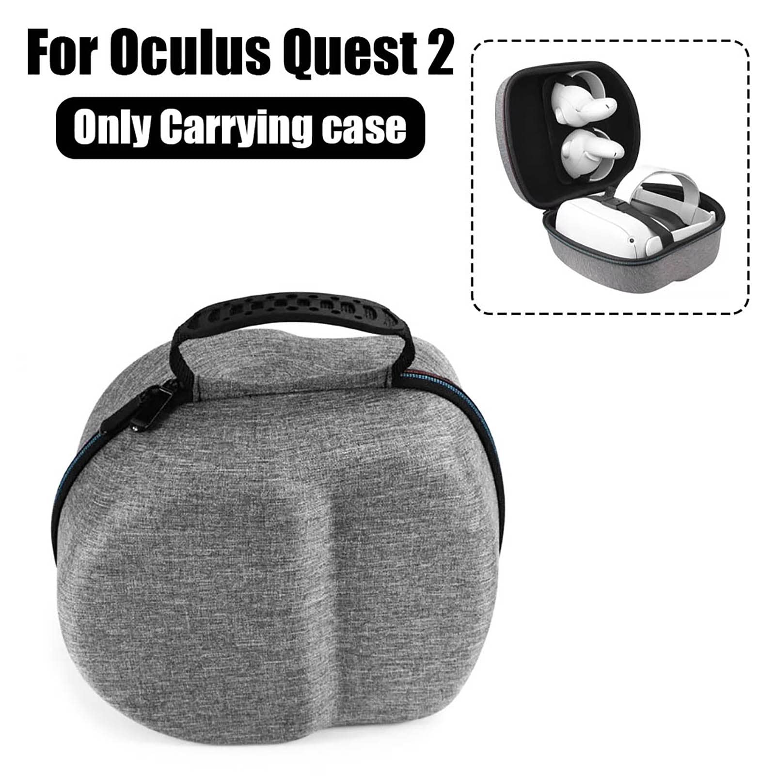 YORKING VR Glasses Carry Case for Oculus Quest 2 - Protective Storage Bag Travel Pouch with Hard Shell Box, Headset Accessories Organizer (Grey) - Perfect for Travel, Home Storage & VR Gaming Protection