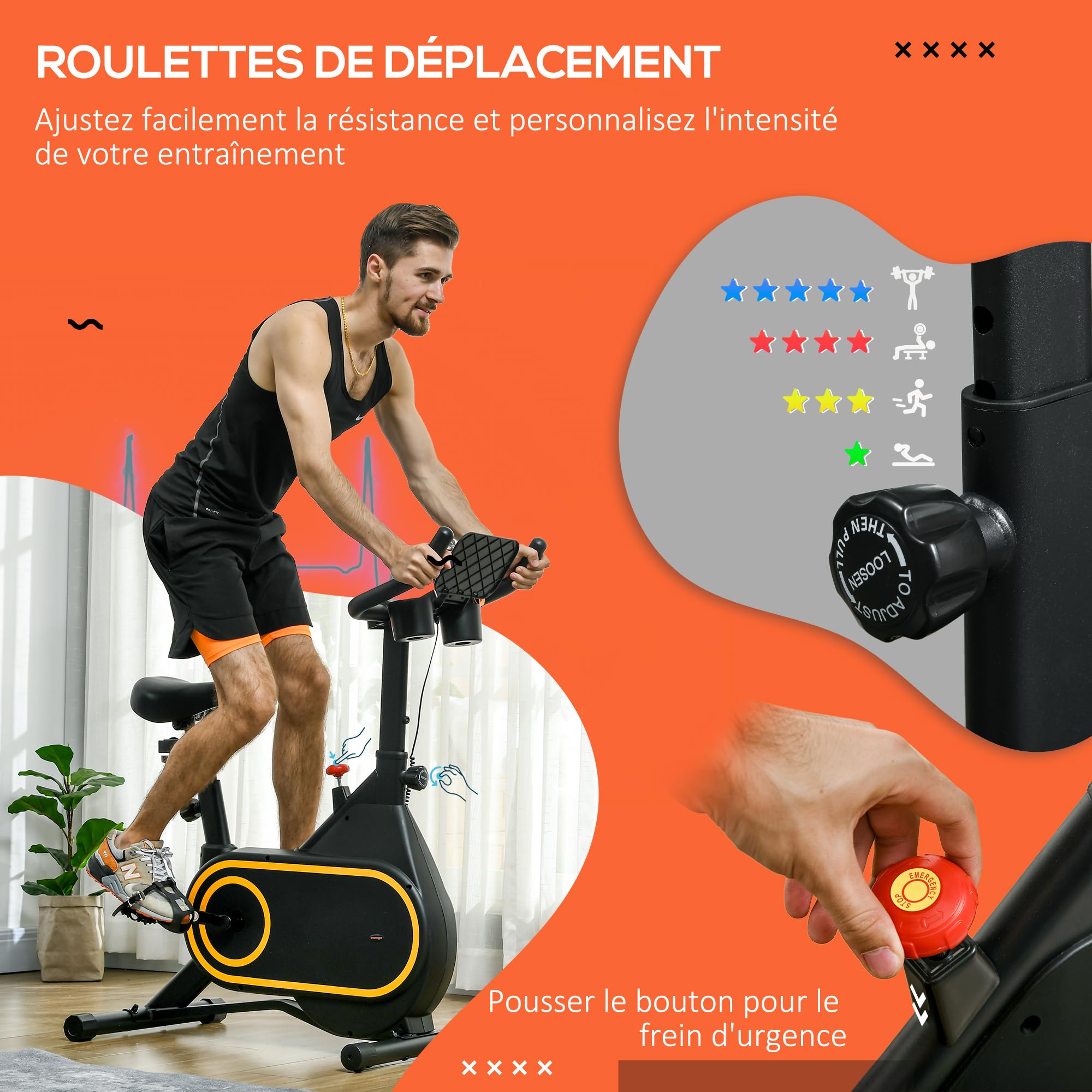 HOMCOM Indoor Cycling Bike - Quiet Magnetic Exercise Bike with LCD Display, Adjustable Seat & Handlebars, iPad Holder & Cup Holder - Cardio Workout Bike for Home Gym (Black Steel) | Perfect for Home Fitness, Apartment Workouts & Low-Impact Cardio Training