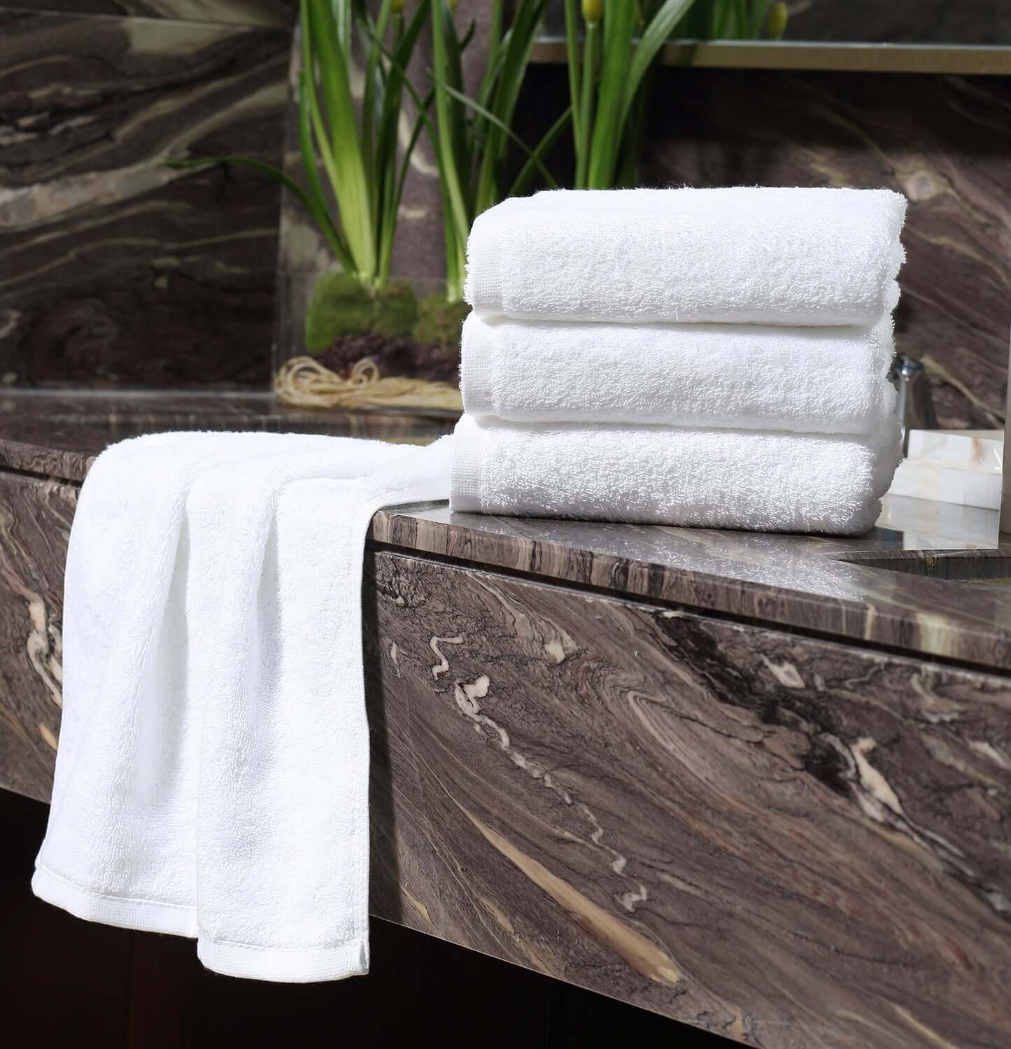 Premium 4-Piece 100% Cotton White Hand Towels Set - 14x29.5 Inches - Soft & Absorbent Bathroom, Kitchen & Guest Towels for Home & Spa Use