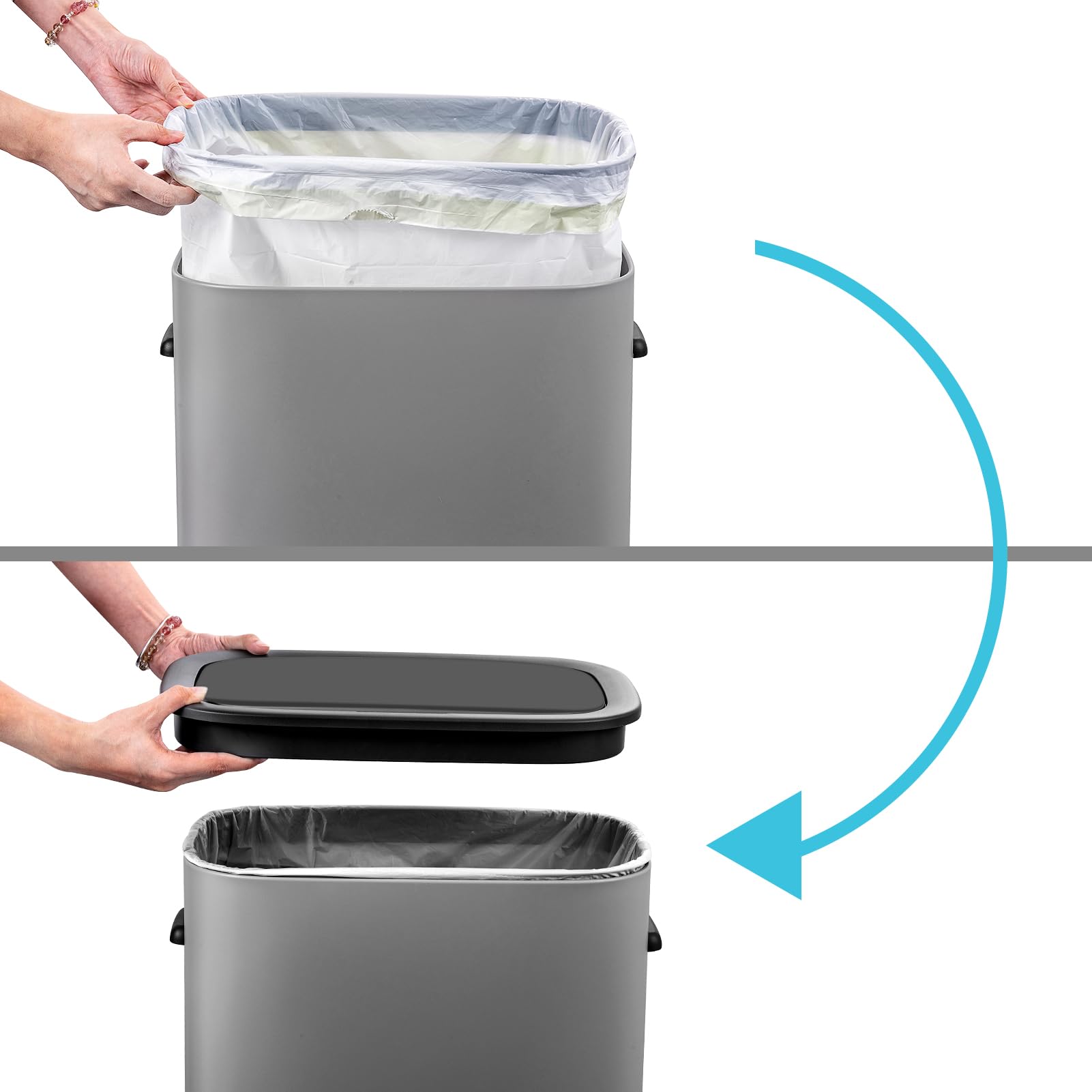 GAOMON 14.5 Gallon Automatic Trash Can with Lid - Touchless Motion Sensor Garbage Bin, 55L Stainless Steel Smart Waste Basket for Kitchen, Office, Bathroom & Bedroom (Gray) - Perfect for Hygienic Hands-Free Disposal in Home & Commercial Spaces