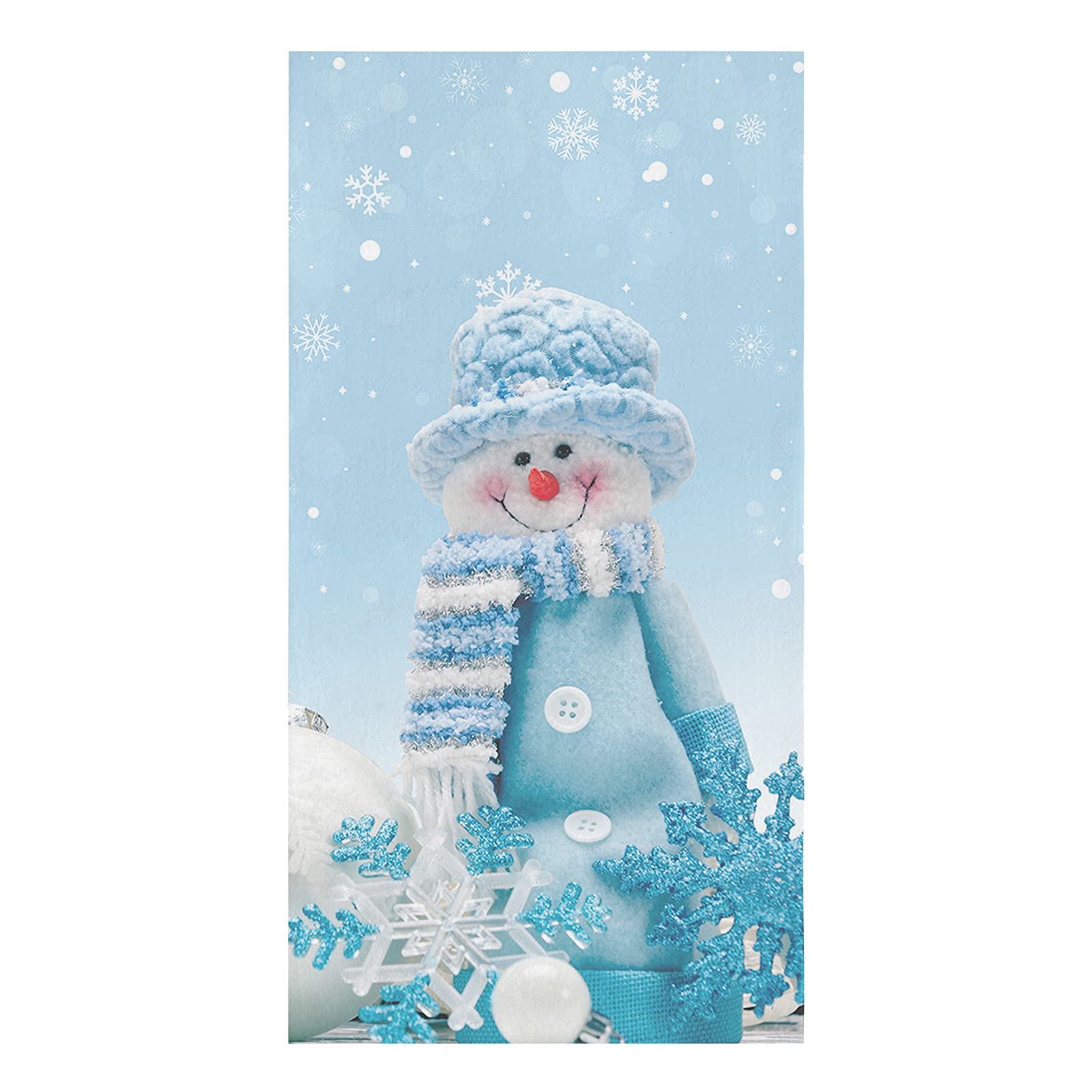 Premium Christmas Kitchen Towels - Super Soft 18x28 Inches Cotton Dish Cloths with Snowman & Snowflake Design | Highly Absorbent Tea Towels, Bar Towels, Cleaning Cloths & Hand Towels (1 Pack) | Perfect for Holiday Cooking, Baking, Dish Drying & Festive Home Decor