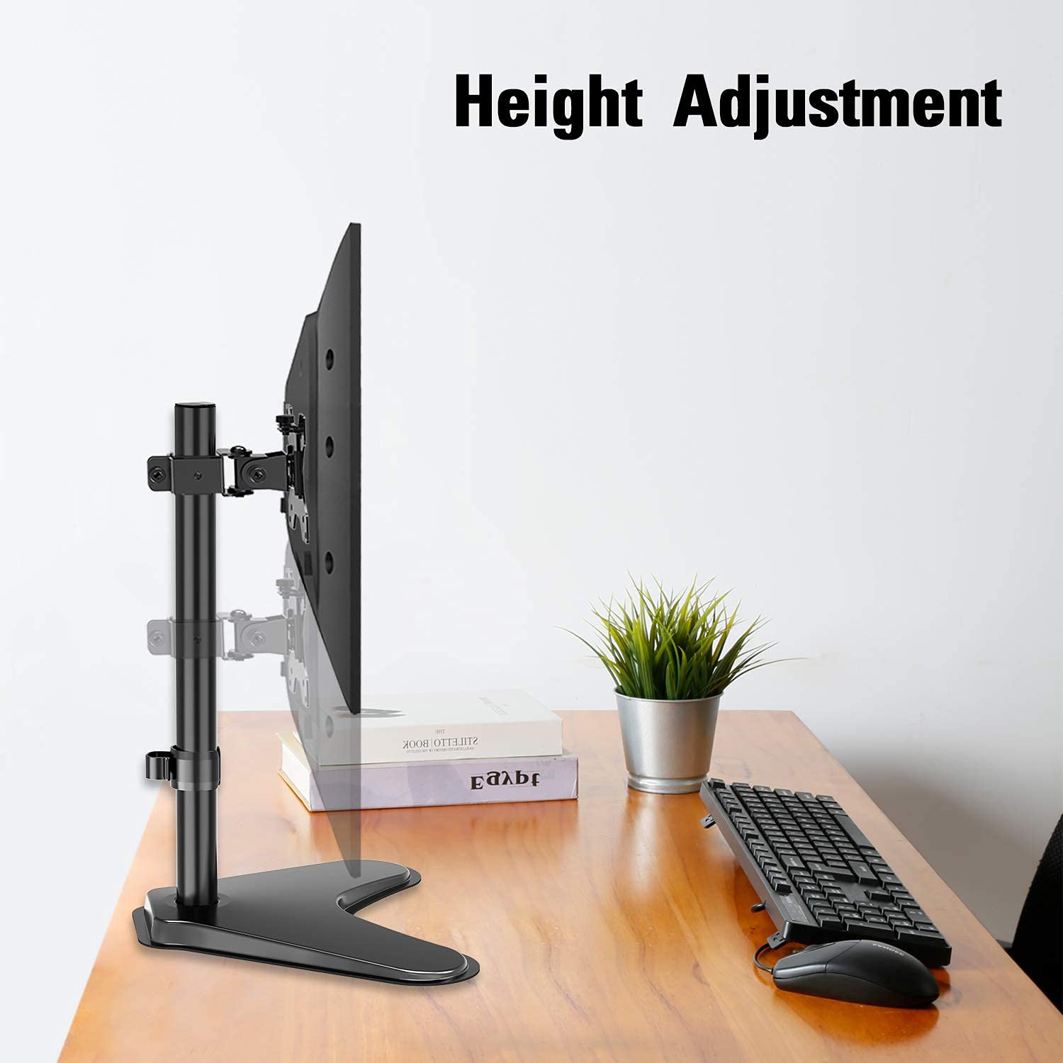 MOUNT PRO Triple Monitor Stand & Single Free-Standing LCD Monitor Mount - Adjustable Ergonomic Desk Mount for Home Office & Gaming Setup