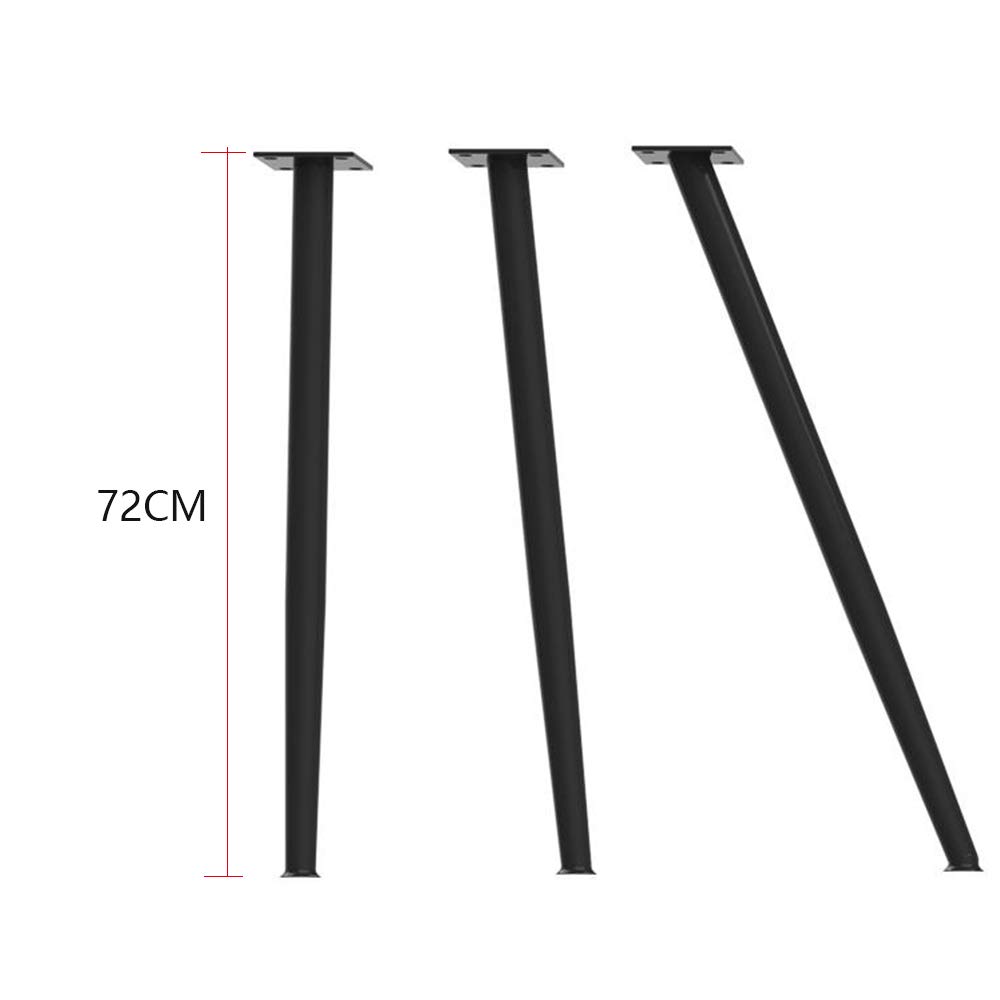 28 Inch Black Tapered Metal Table Legs - Heavy Duty Iron Furniture Legs with Screws & Floor Protectors (Set of 4) for Dining Tables, Desks & DIY Home Decor Projects
