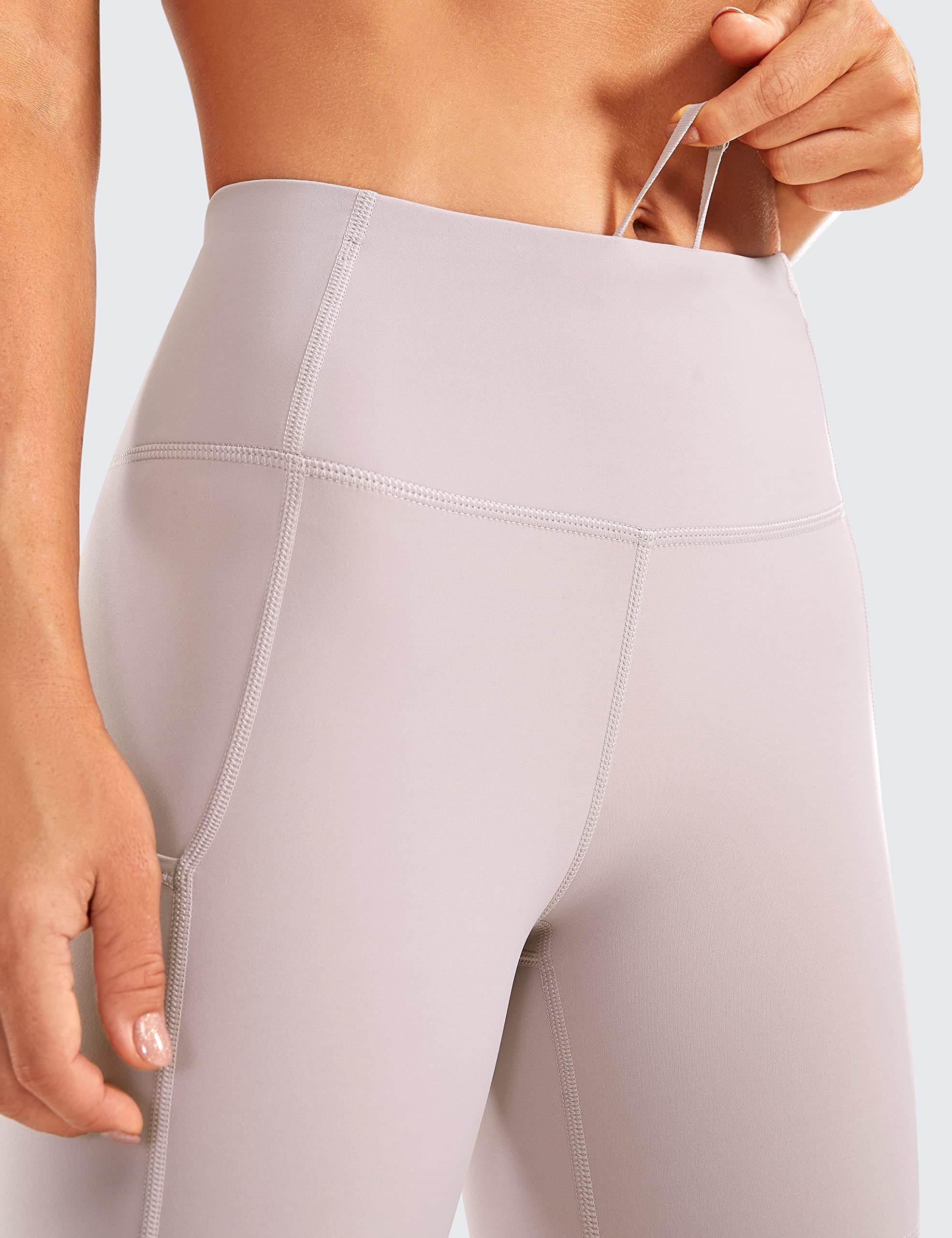 CRZ YOGA Women's High Waisted 6'' Running Shorts with Pockets - Naked Feeling Lightweight Compression Gym Biker Shorts for Yoga, Workout & Lounge Wear
