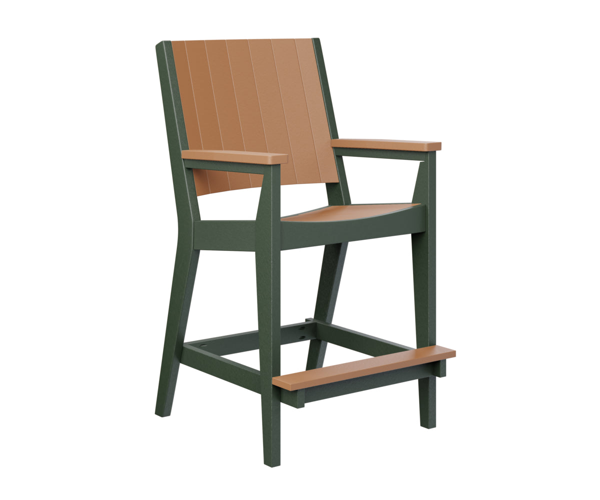Berlin Gardens Mayhew Chat Bar Chair - Rustic Wooden Bar Stool for Kitchen Island, Pub & Outdoor Patio - Comfortable Counter Height Seating for Home & Commercial Use