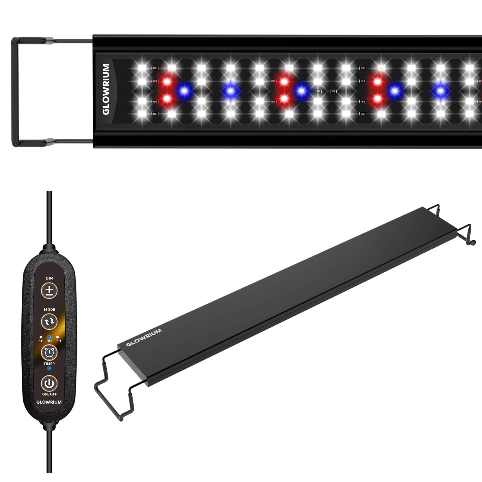 GLOWRIUM Aquarium LED Light - Full Spectrum Freshwater Fish Tank Light with Daylight & Moonlight Modes, Dimmable Brightness & Auto On/Off Timer (48-53 inch) - Perfect for Planted Tanks, Coral Reefs & Aquatic Life