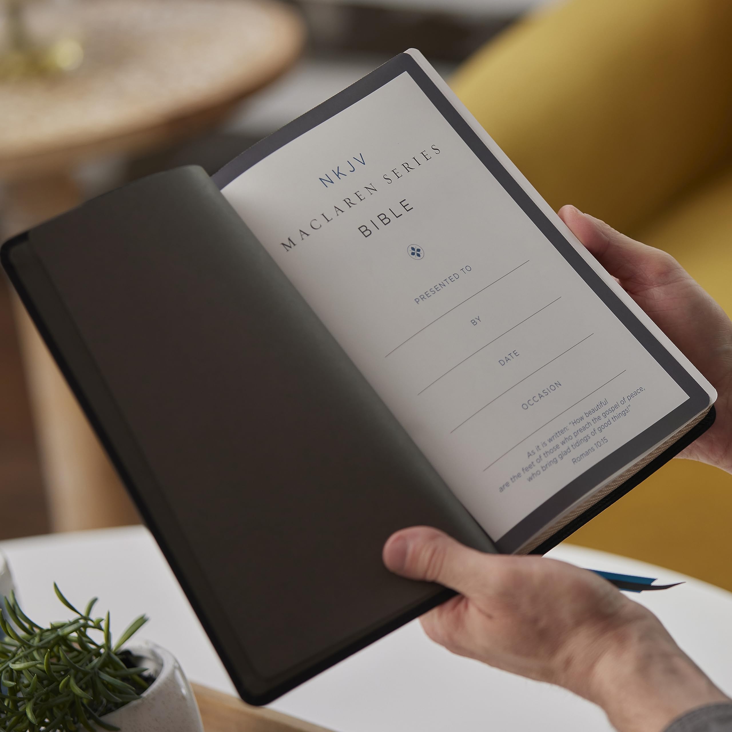 NKJV Large Print Thinline Reference Bible - Genuine Leather, Black, Comfort Print | Maclaren Series Blue Letter Edition | Perfect for Church, Bible Study & Personal Devotion | New King James Version Holy Bible
