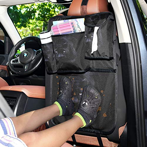 WELLDAY Car Backseat Organizer with Multiple Pockets - Black Panther Themed Trunk Storage for Travel Accessories, Kick Mats Protector for Kids & Toddlers (1PC) - Perfect for Road Trips, Family Vacations and Daily Commutes