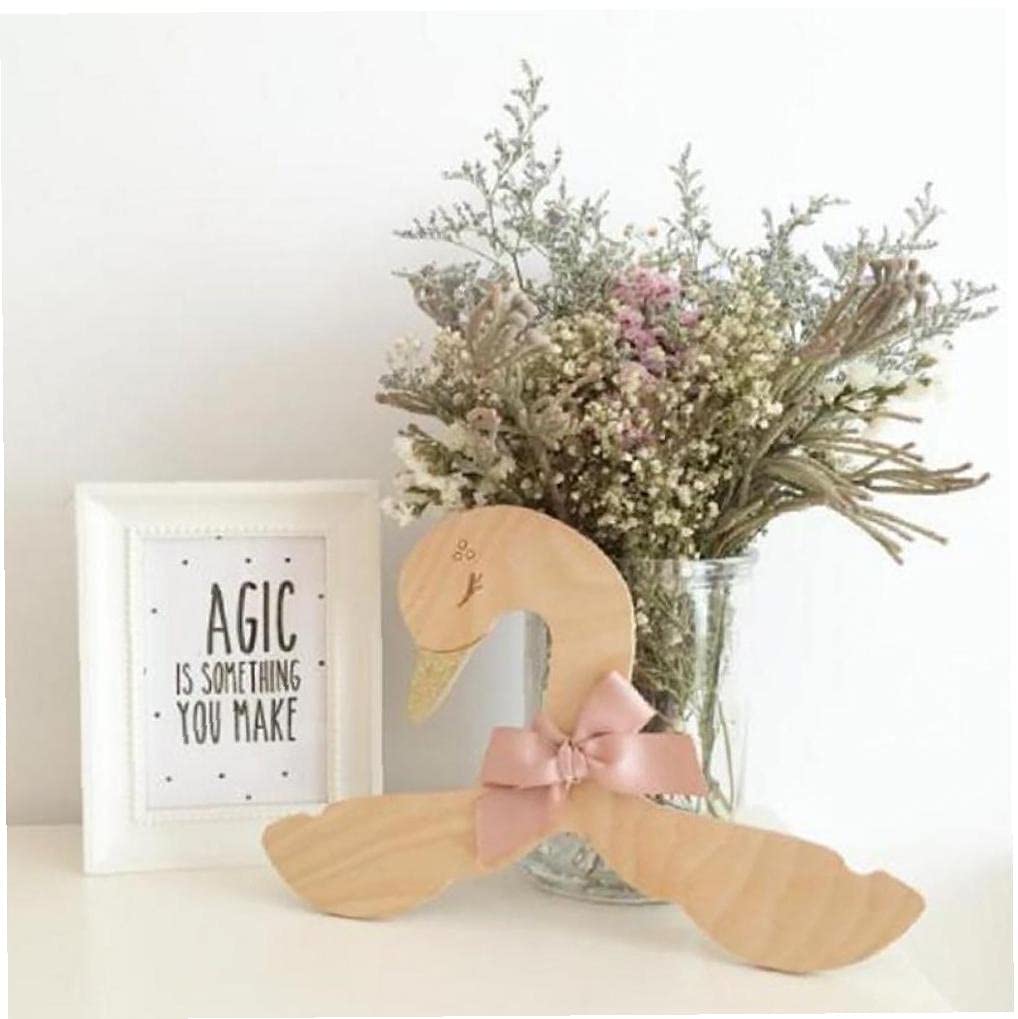 Froiny Wooden Hangers with Swan Silk Bow - Elegant Wall Coat Hooks for Clothing Storage & Home Decoration - Perfect for Bedroom, Closet, and Entryway Organization