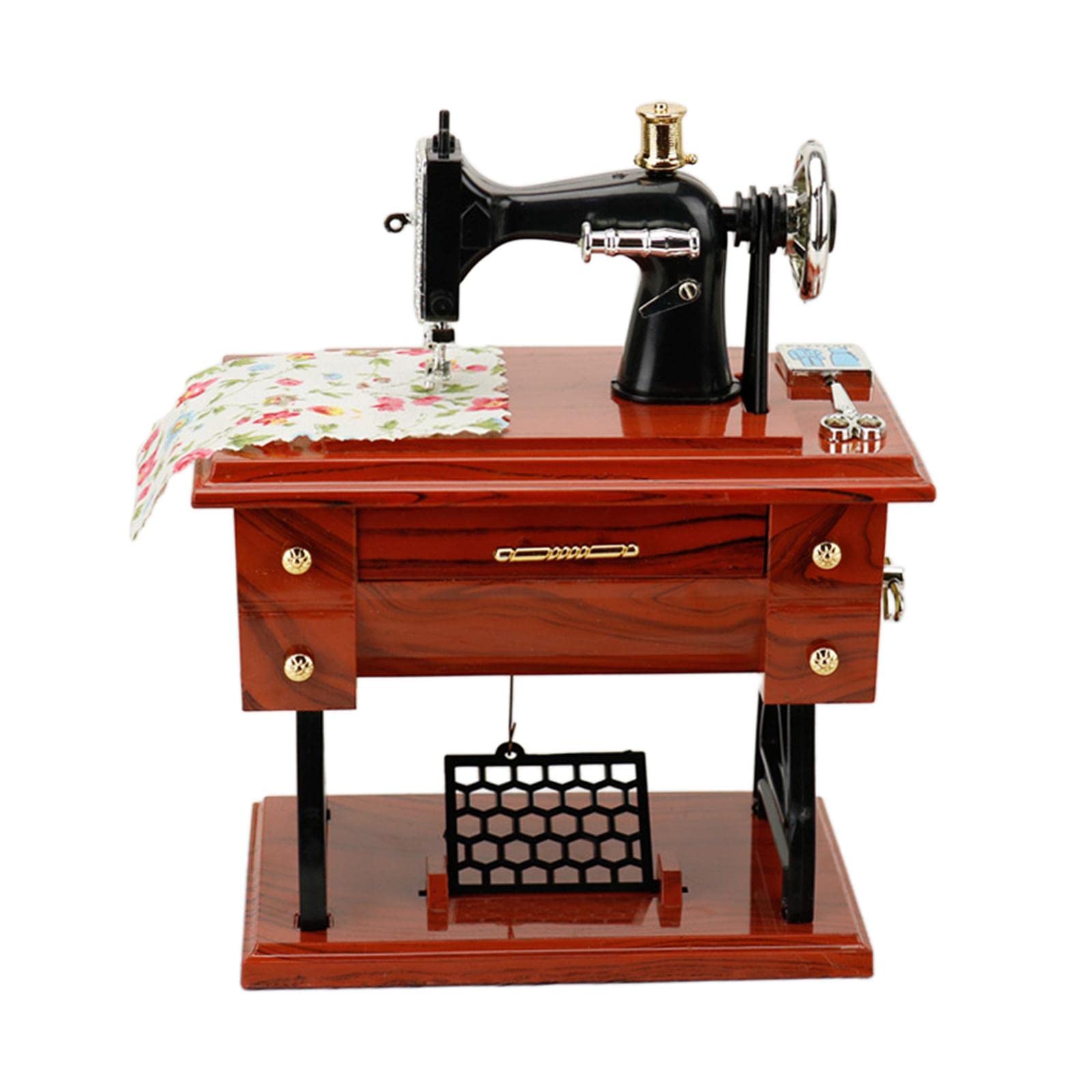 Vintage Style Mini Sewing Machine Music Box - Handmade Wooden Desk Decor, Gift for Sewing Lovers, Collectors & Home Office Decoration | Perfect for Craft Rooms, Bedside Tables & Gift Giving