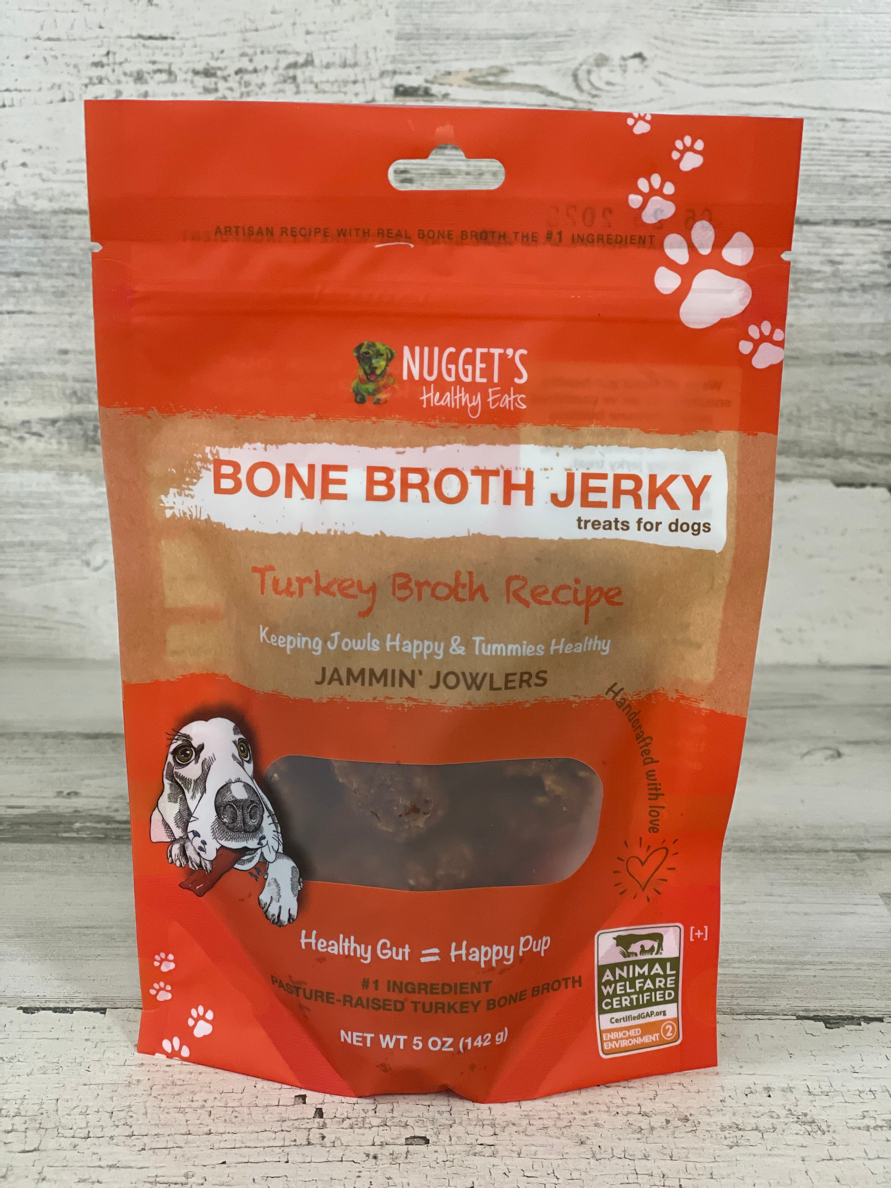 Nugget's Turkey Bone Broth Jerky for Dogs - Grain-Free, High-Protein Dog Treats - Perfect for Training, Chewing & Dental Health