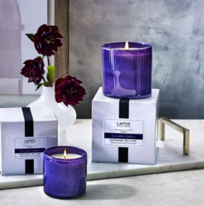 LAFCO Lavender Amber Scented Candle - Premium Home Fragrance for Relaxation & Stress Relief - Perfect for Bedroom, Bathroom & Spa Decor