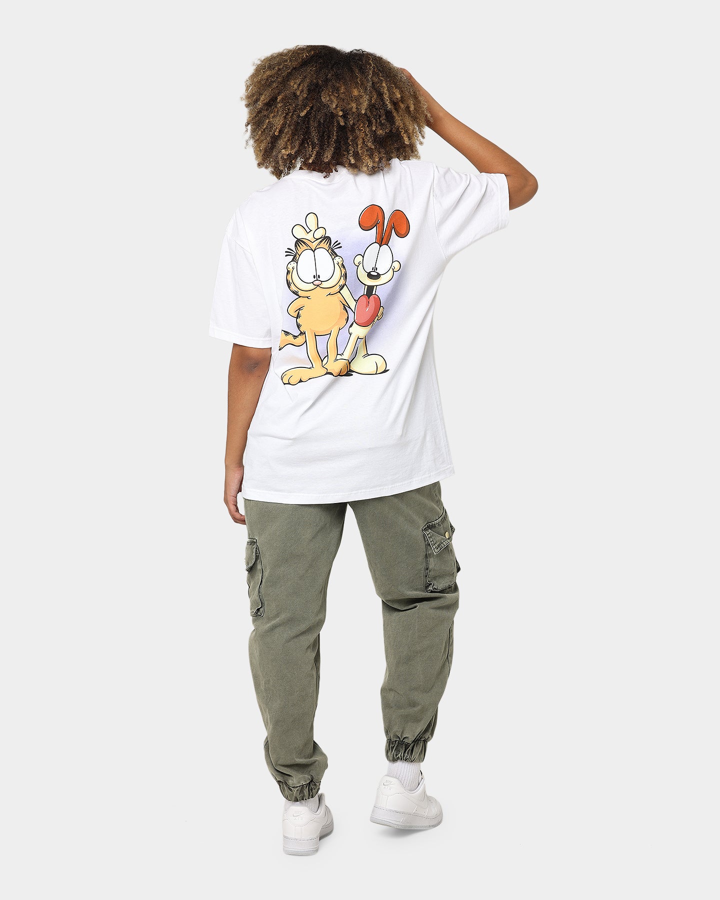 American Thrift X Garfield Best Friends T-Shirt - White Cotton Graphic Tee for Casual Wear & Pop Culture Fans