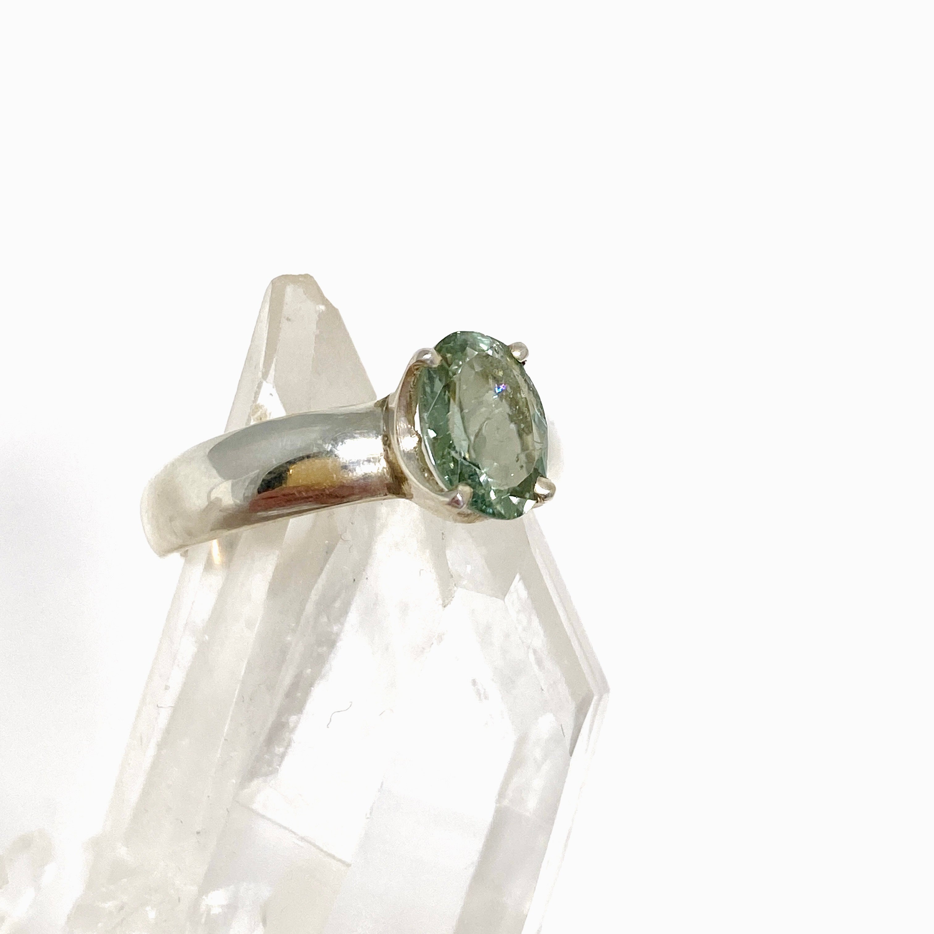 Green Tourmaline Oval Faceted Ring Size 7 - Natural Gemstone Jewelry for Women, Dainty Engagement or Promise Ring - Perfect for Weddings, Anniversaries & Special Occasions