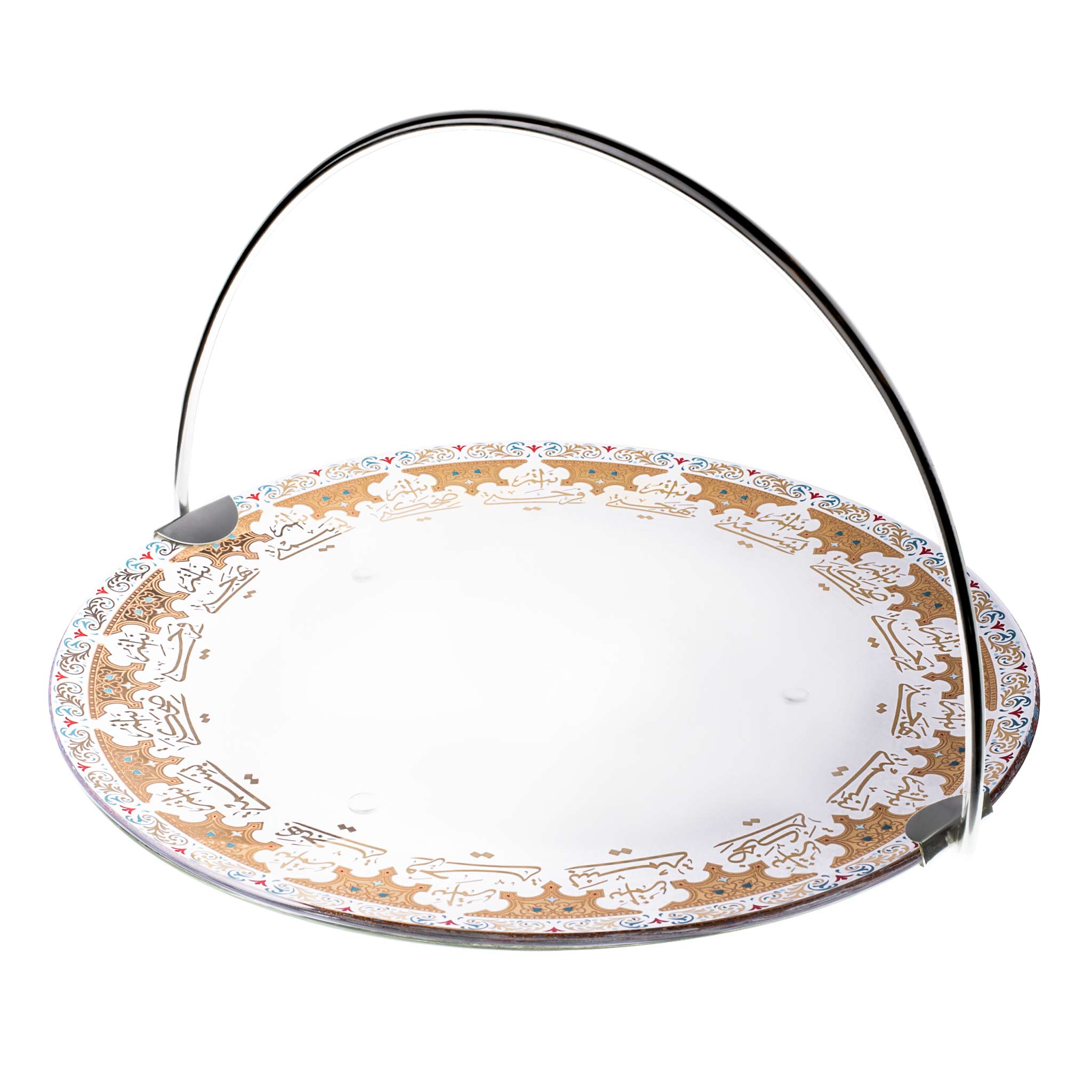 Dimlaj Suroor Large Gold Serving Tray with Handle - Elegant Party Platter for Entertaining, Buffets & Home Decor