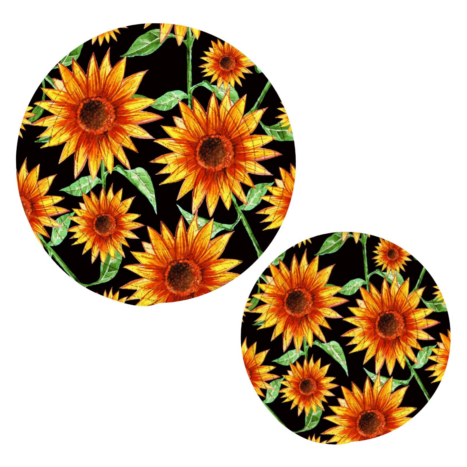 Floral Sunflower Trivets Set of 2 - Heat Resistant Hot Pads for Kitchen Pots & Pans - Perfect for Dining & Countertop Decor