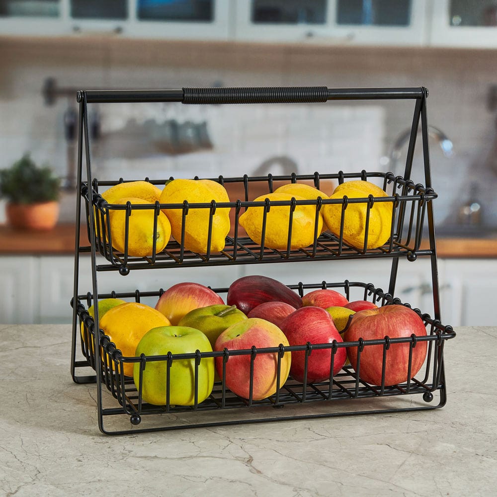 2-Tier Flax Storage Basket - Natural Woven Organizer for Home, Office & Nursery - Perfect for Toys, Blankets & Clothes Storage
