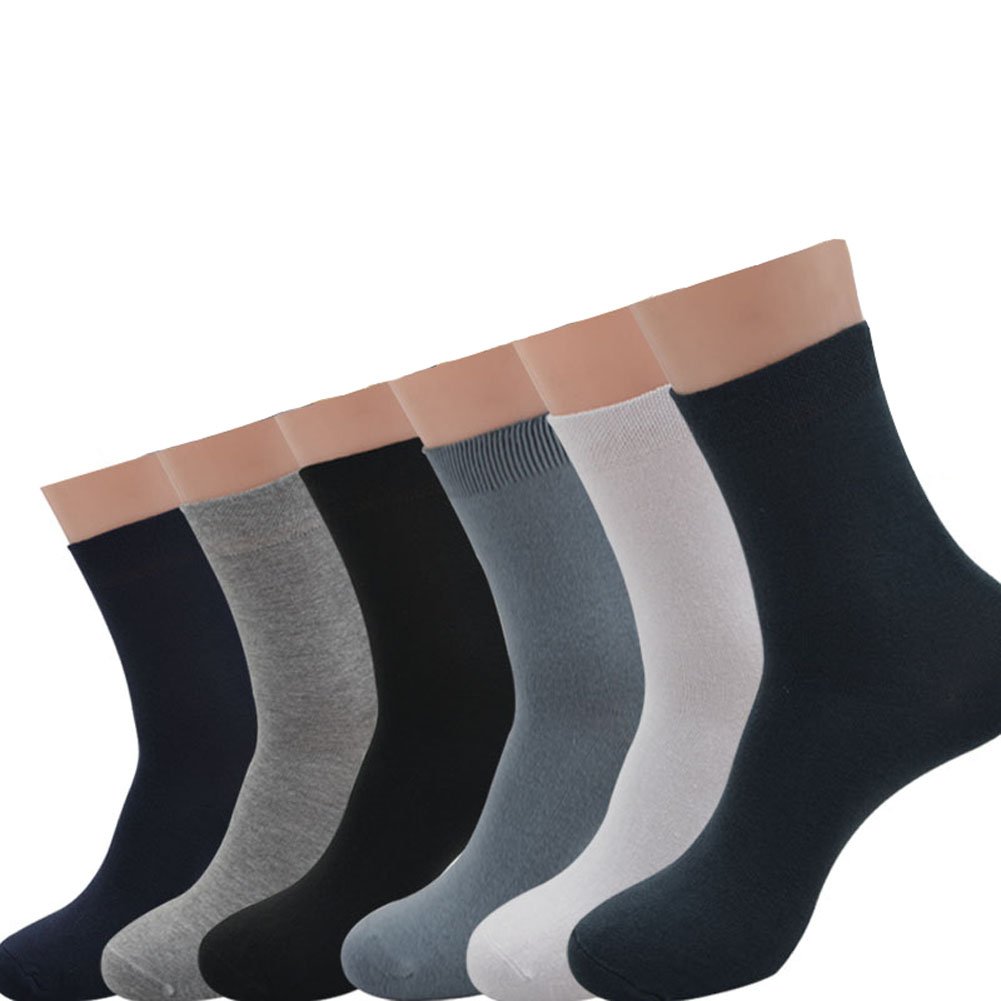 Men's 6-Pack Solid Color Cotton Crew Socks - Soft Comfortable Everyday Socks for Work, Gym & Casual Wear