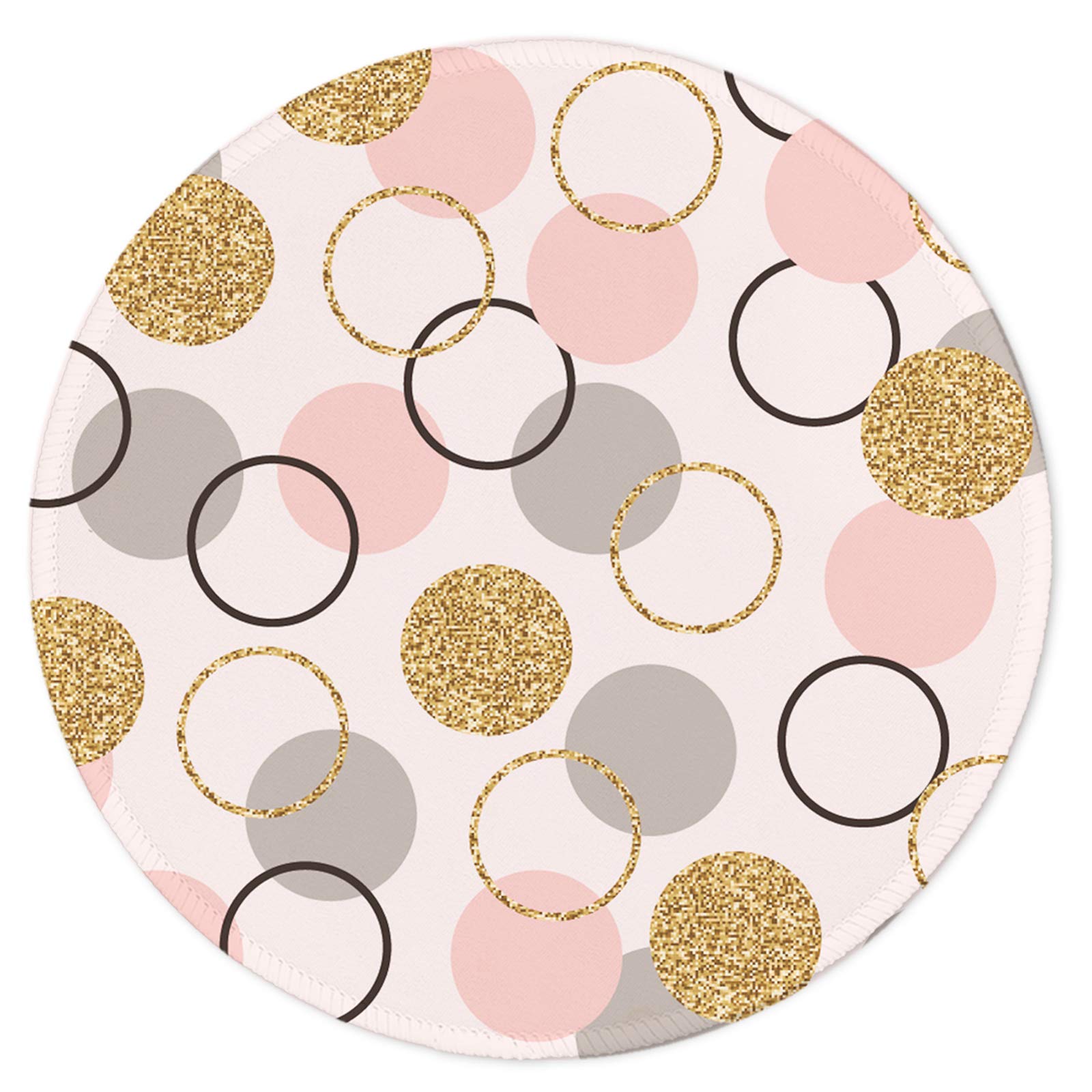 Premium Round Mouse Pad - Non-Slip Rubber Base with Stitched Edge, Washable Lycra Cloth Surface (7.9 x 7.9 Inch) - Cute & Durable Desk Accessory for Office, Gaming & Home Computer Use