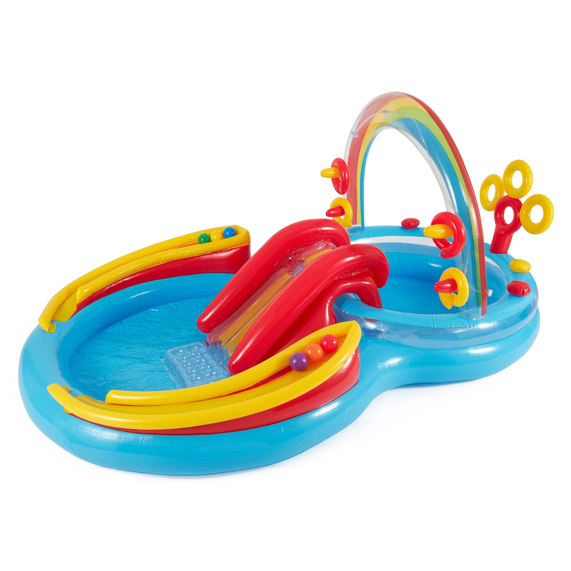 **Intex 8ft x 6.25ft x 43in Dinosaur Inflatable Play Pool for Kids - Rainbow Color Outdoor Water Fun for Backyard, Summer Parties & Family Gatherings**