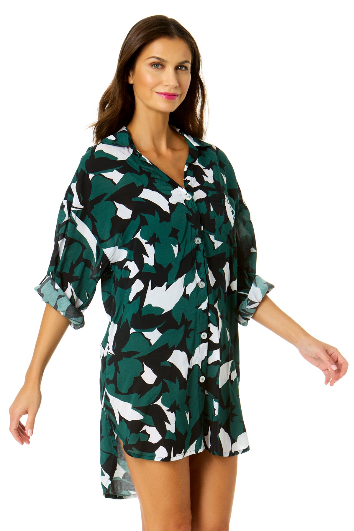 Women's Desert Bloom Button Down Shirt Swimsuit Cover Up - Lightweight Beachwear for Pool, Vacation & Summer Outfits