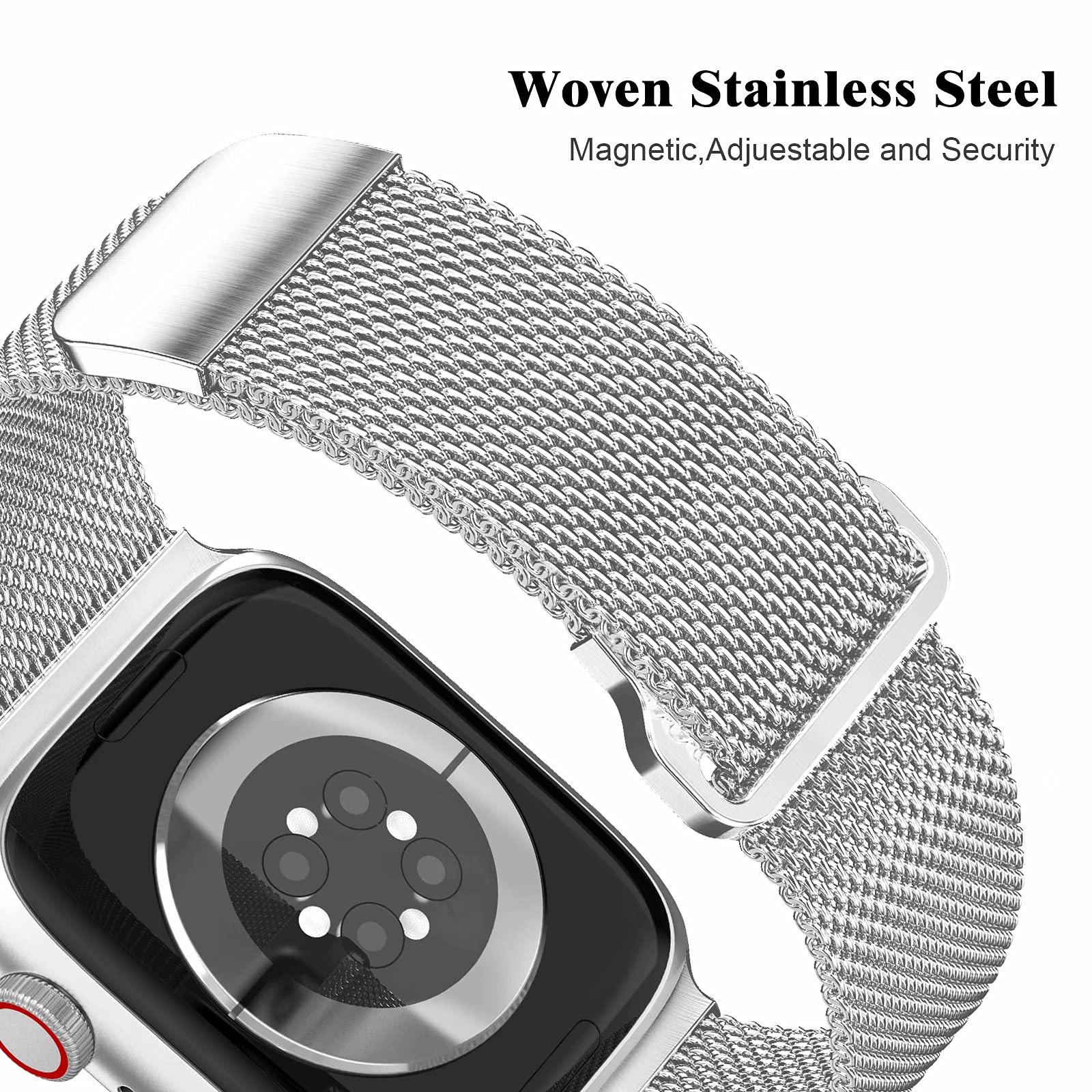 Premium Stainless Steel Magnetic Milanese Loop Band for Apple Watch 42mm/44mm/45mm - Compatible with iWatch Series SE 10/9/8/7/6/5/4/3/2/1 - Adjustable Metal Mesh Strap for Women & Men - Perfect for Workouts, Office & Everyday Wear
