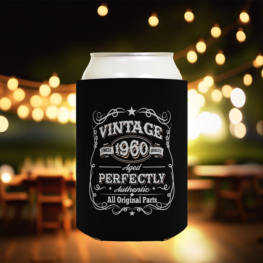 Vintage 1960s Themed 65th Birthday Party Supplies - 96 Pack Retro Can Coolers & Drink Sleeves for Beer, Soda & Cocktails - Perfect for 1960s Themed Parties, Milestone Birthdays & Retro Celebrations