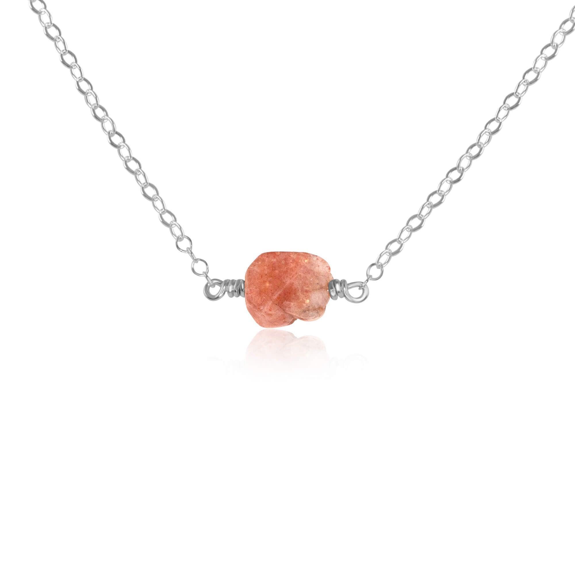 Raw Sunstone Crystal Nugget Necklace – Natural Gemstone Jewelry for Women, Healing Crystal Pendant for Energy & Positivity | Perfect for Meditation, Yoga & Spiritual Gifts