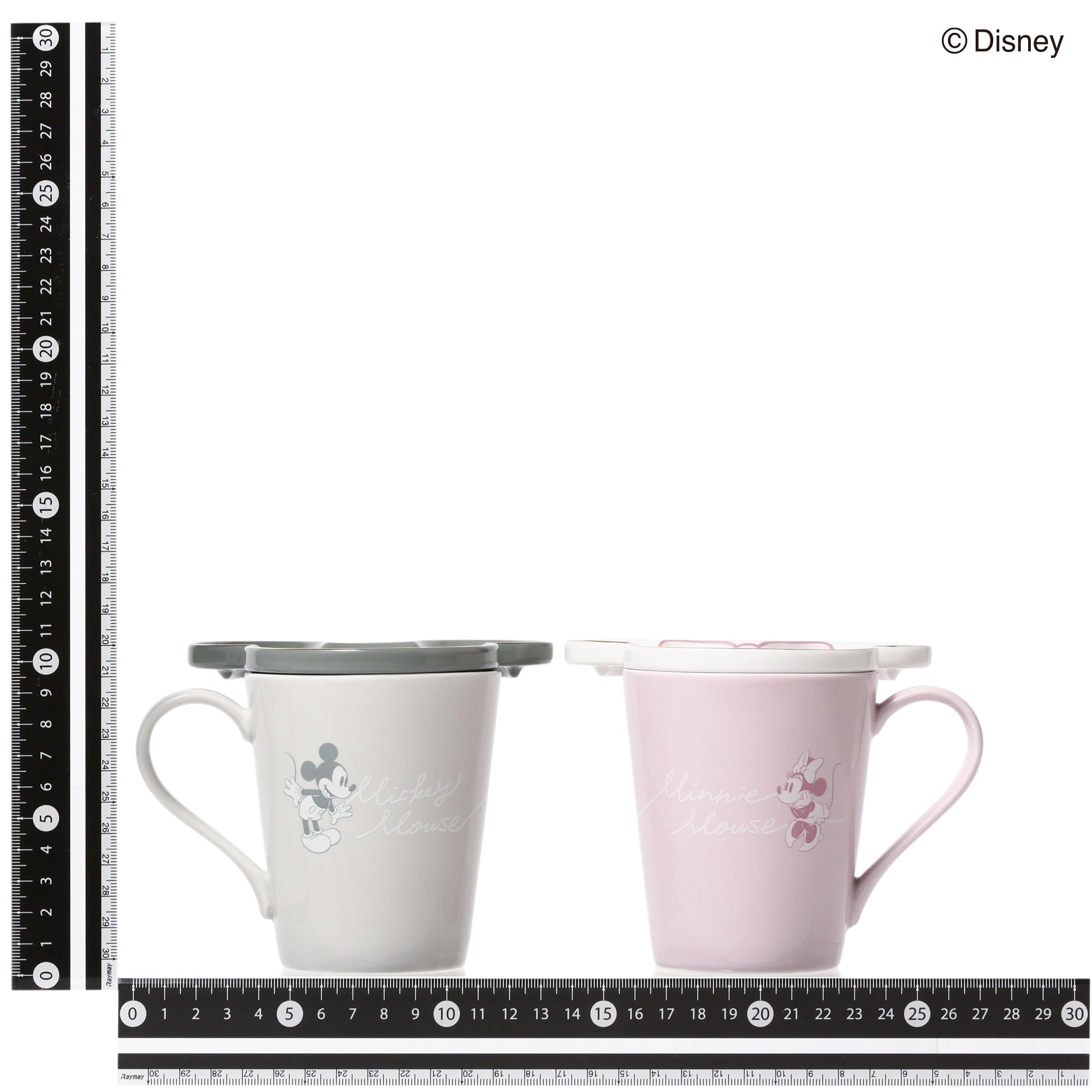 Disney Mickey and Minnie Mouse Pair Mug Set with Face Plates - Pink and Gray for Couples, Gift, Coffee, Tea, Hot Chocolate - Perfect for Valentine's Day, Anniversary, and Romantic Dates