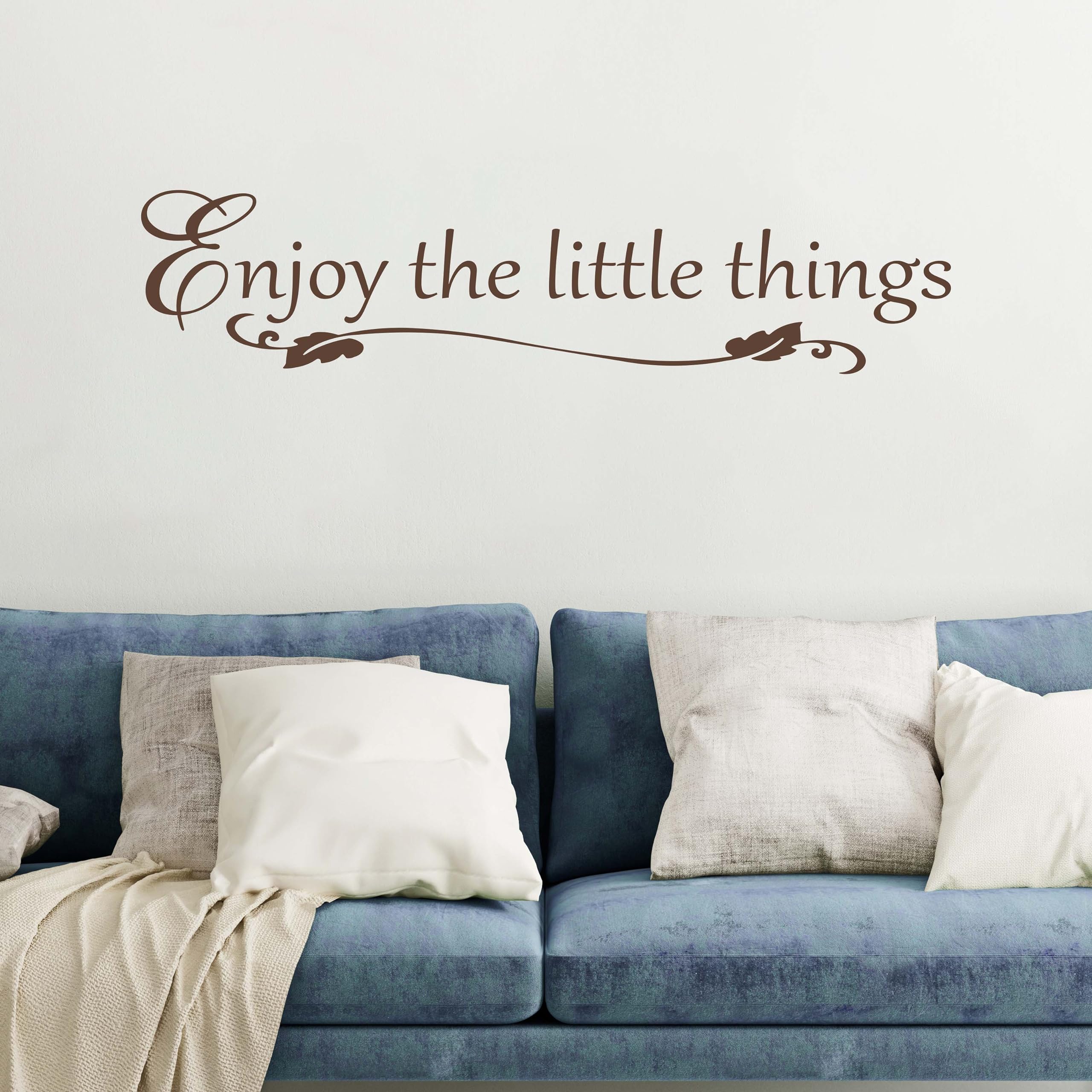 Enjoy The Little Things Wall Decal - Family Home Decor Sticker for Living Room, Nursery & Bedroom - Brown Vinyl Wall Art - Perfect for Cozy Home Decor & Gift Giving