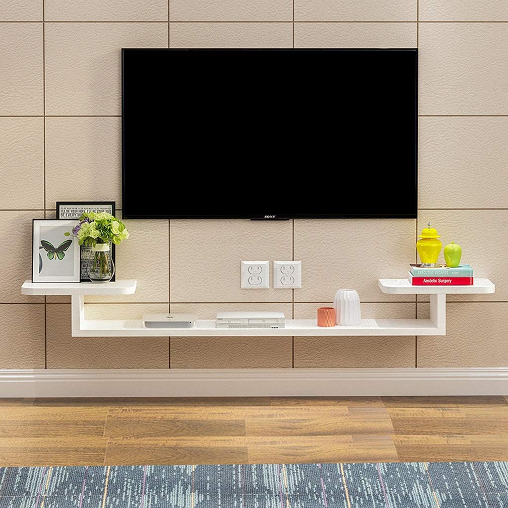 WiFi Router Sky Box Set Top Box Projector Shelf - Floating Wall Mounted TV Stand with Multifunctional Display for Living Room, Bedroom, Home Theater (140cm)