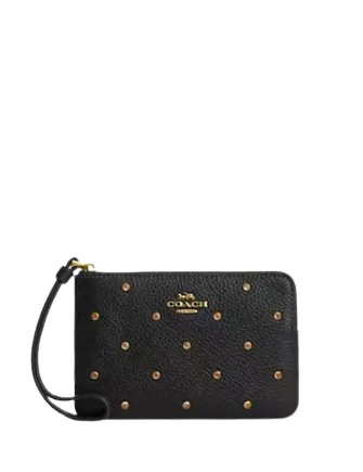 Coach Corner Zip Wristlet with Crystal Accents - Stylish Crossbody Wallet for Women | Perfect for Parties, Date Nights & Everyday Use