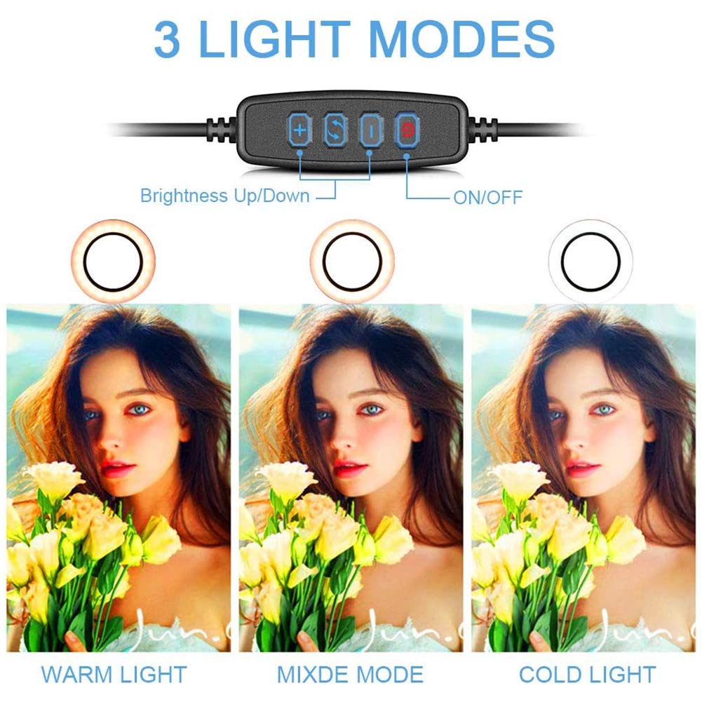 USB LED Ring Light - 360° Rotatable for Makeup & Photography | Desktop Beauty Lighting