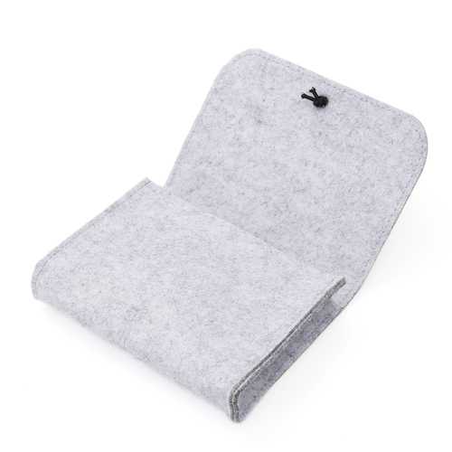 Mini Portable Gray Wool Felt Storage Pouch (17x12.5x4cm) - Organizer for Mouse Charger, Cables & Small Electronics - Perfect for Travel, Office & Home Use