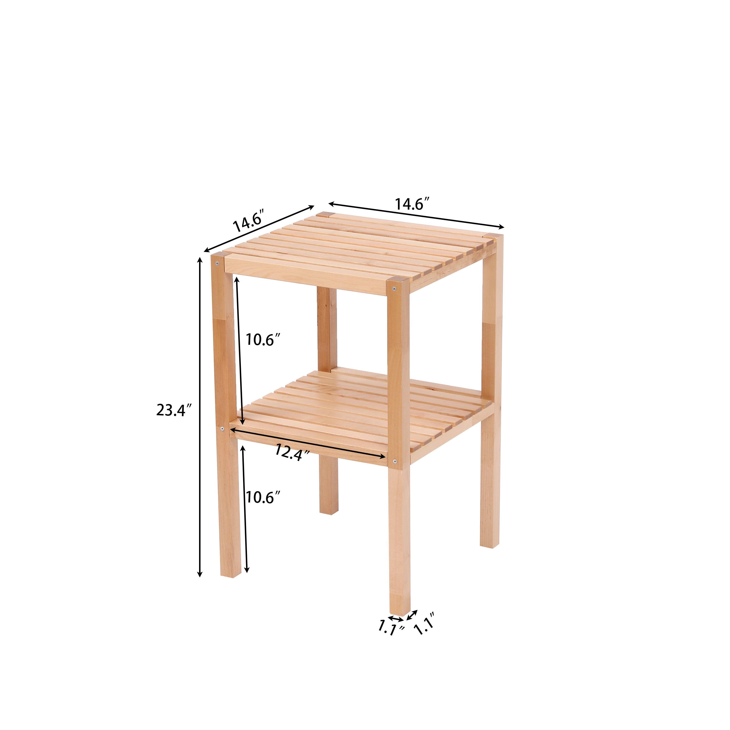 2 Tier Birch Bathroom Shelf - Narrow Corner Storage Rack for Bathroom, Kitchen, Living Room & Bedroom | Space-Saving Organizer for Towels, Toiletries & Decor | Natural Wood Shelving Unit for Small Spaces