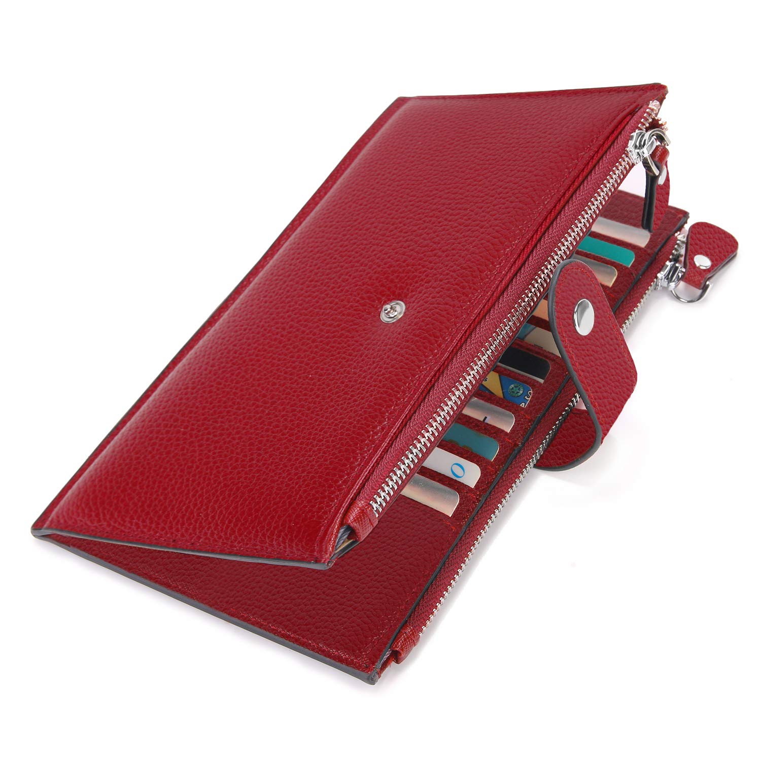 YALUXE Women's Leather Wallet with Multiple Card Slots, Zipper Coin Pocket & Bifold Design - Perfect for Everyday Use, Travel & Gift Giving