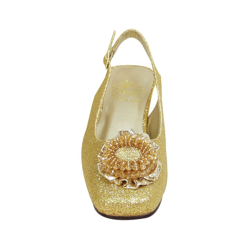Floral Dara Women's Wide Width Comfortable Dress Slingback Shoes - Perfect for Weddings, Parties & Office Wear