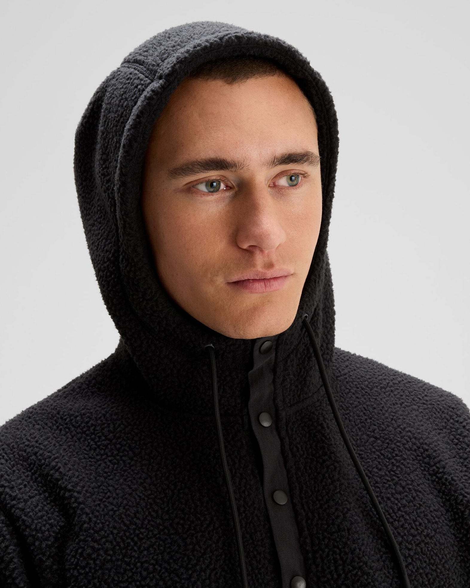 Men's Co Z High Pile Hooded Pullover Sweatshirt - Soft Fleece Hoodie for Men, Black - Perfect for Casual Wear, Gym & Outdoor Activities