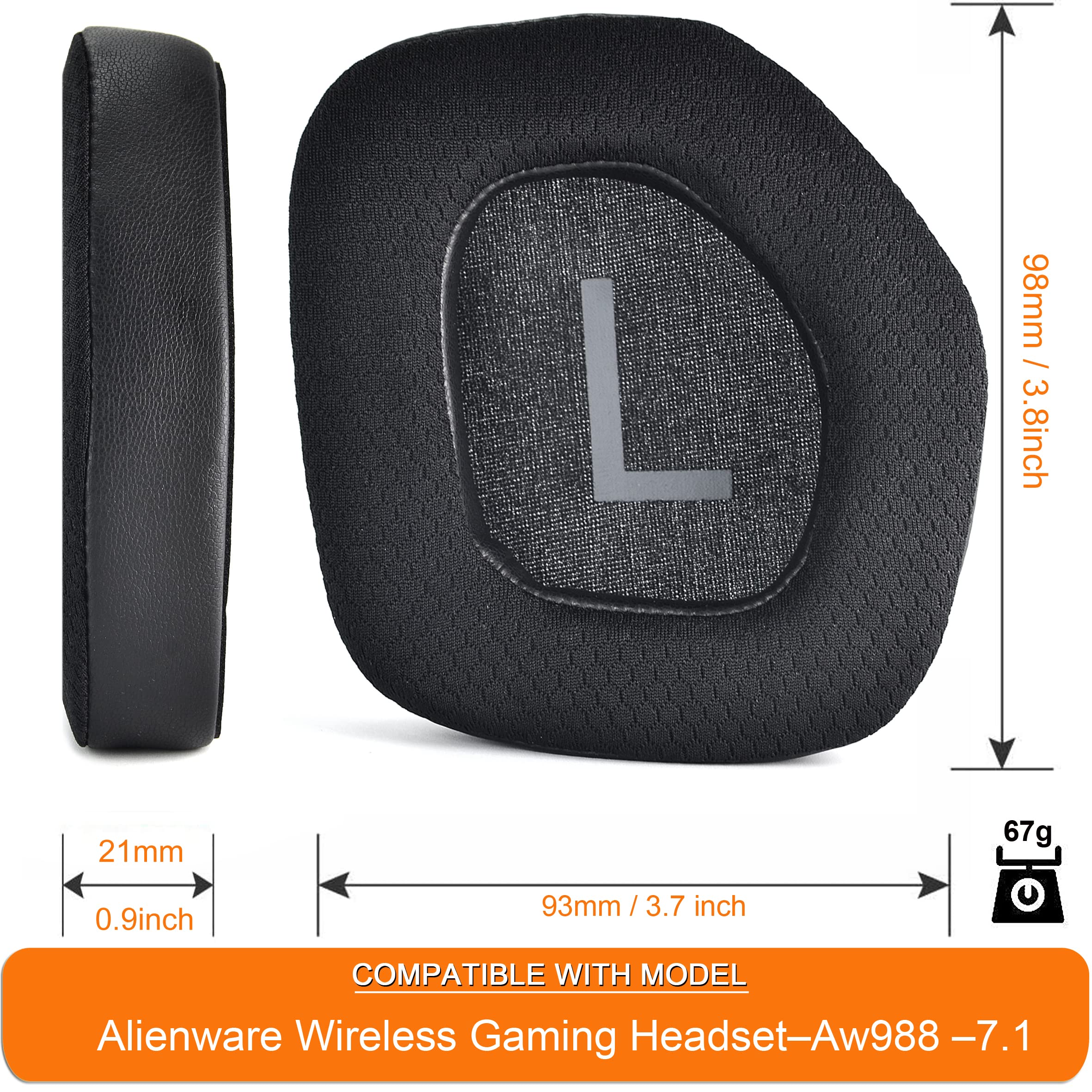 Cooling AW988 Silicone Gel Ear Pads - Replacement Earpads for Alienware AW988 Wireless Headphones with Noise Isolation | Instant Chill Comfort for Gaming, Work & Music