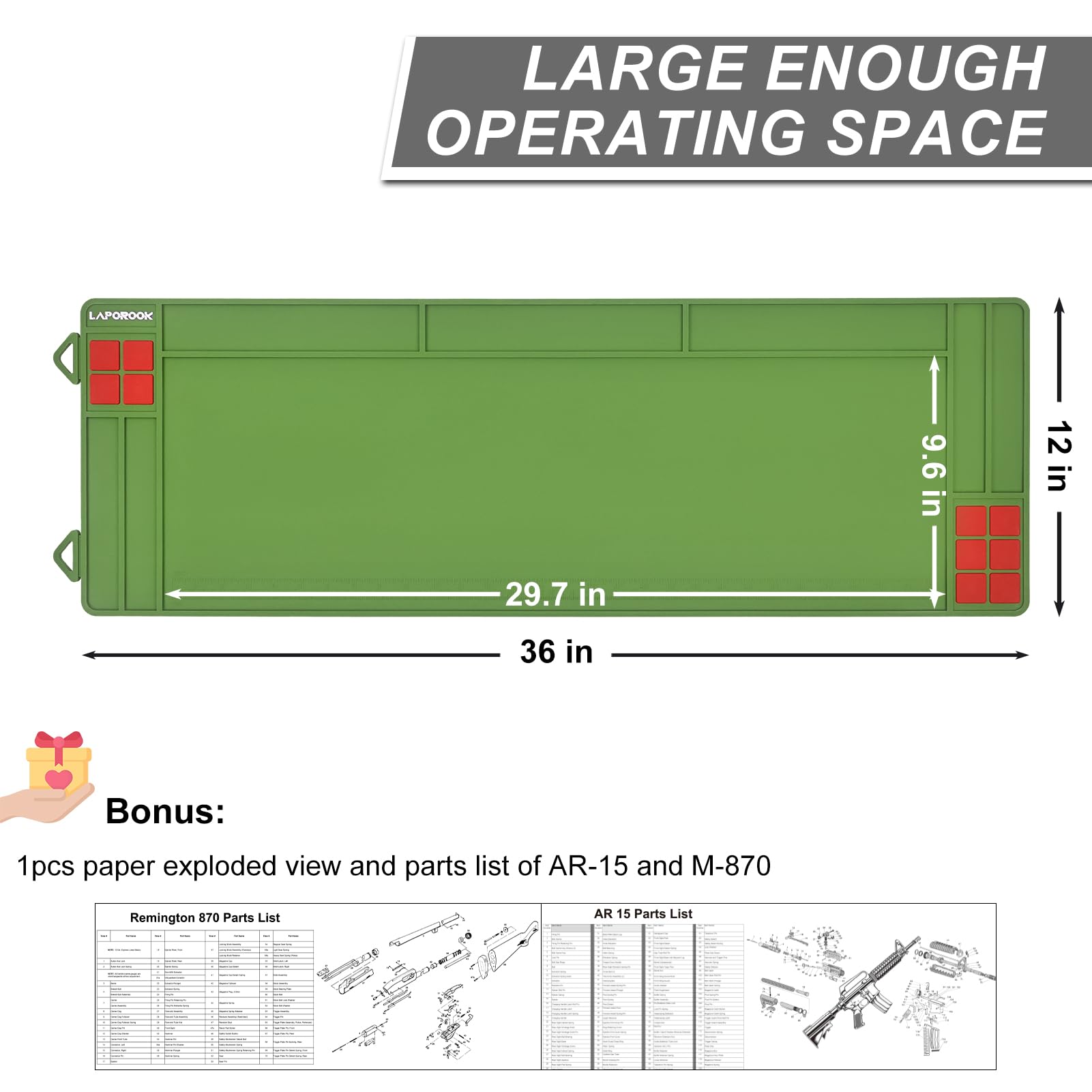 Premium Gun Cleaning Mat for Rifles & Shotguns - Large Magnetic Maintenance Mat with Cleaning Supplies, Ruler & Anti-Slip Rubber Pad | Universal Gun Cleaning Kit for Firearm Care at Home, Range or Hunting