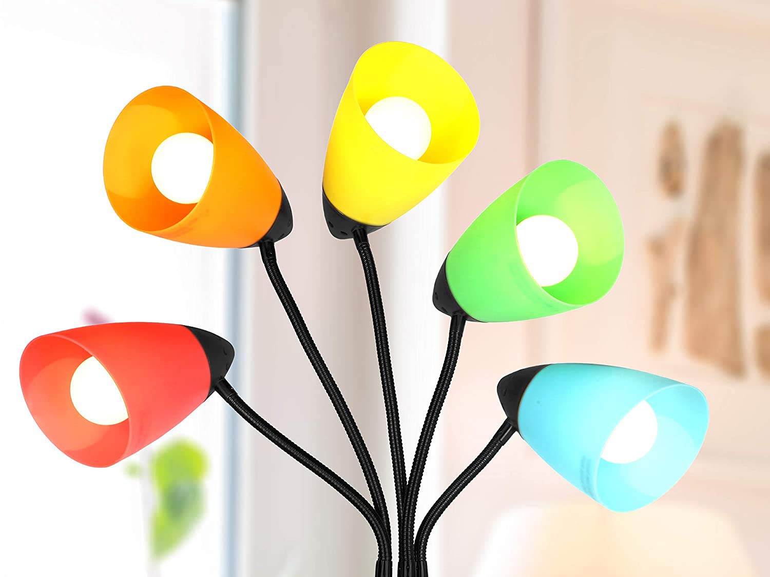 2-Pack Yellow Plastic Lamp Shades for LED Floor Lamps - Durable Replacement Shades for Living Room, Bedroom & Office Lighting