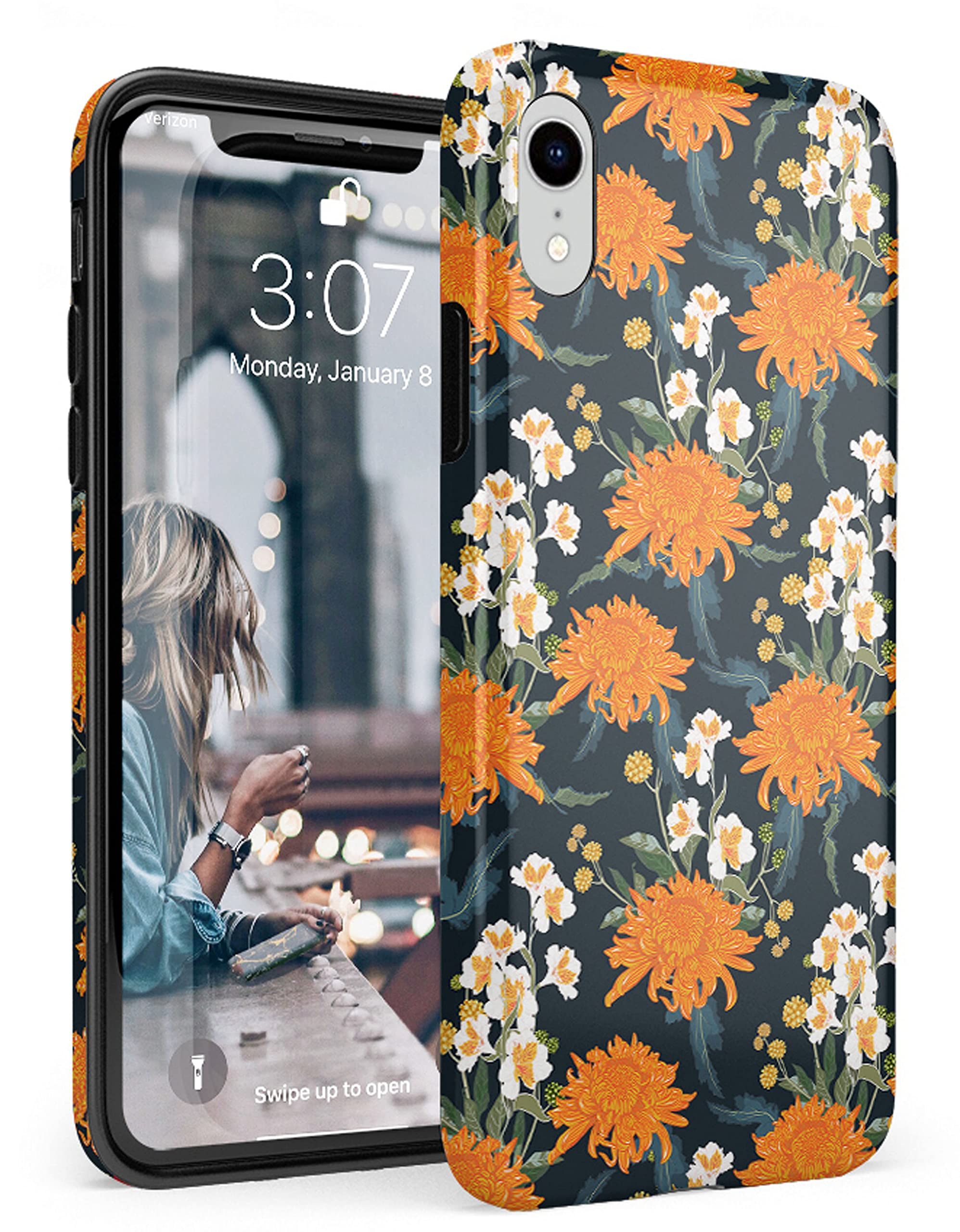 Casely iPhone XR Floral Case - Exotic Orange Flower Design | Slim Protective Phone Cover for iPhone XR | Perfect for Travel, Work & Everyday Use