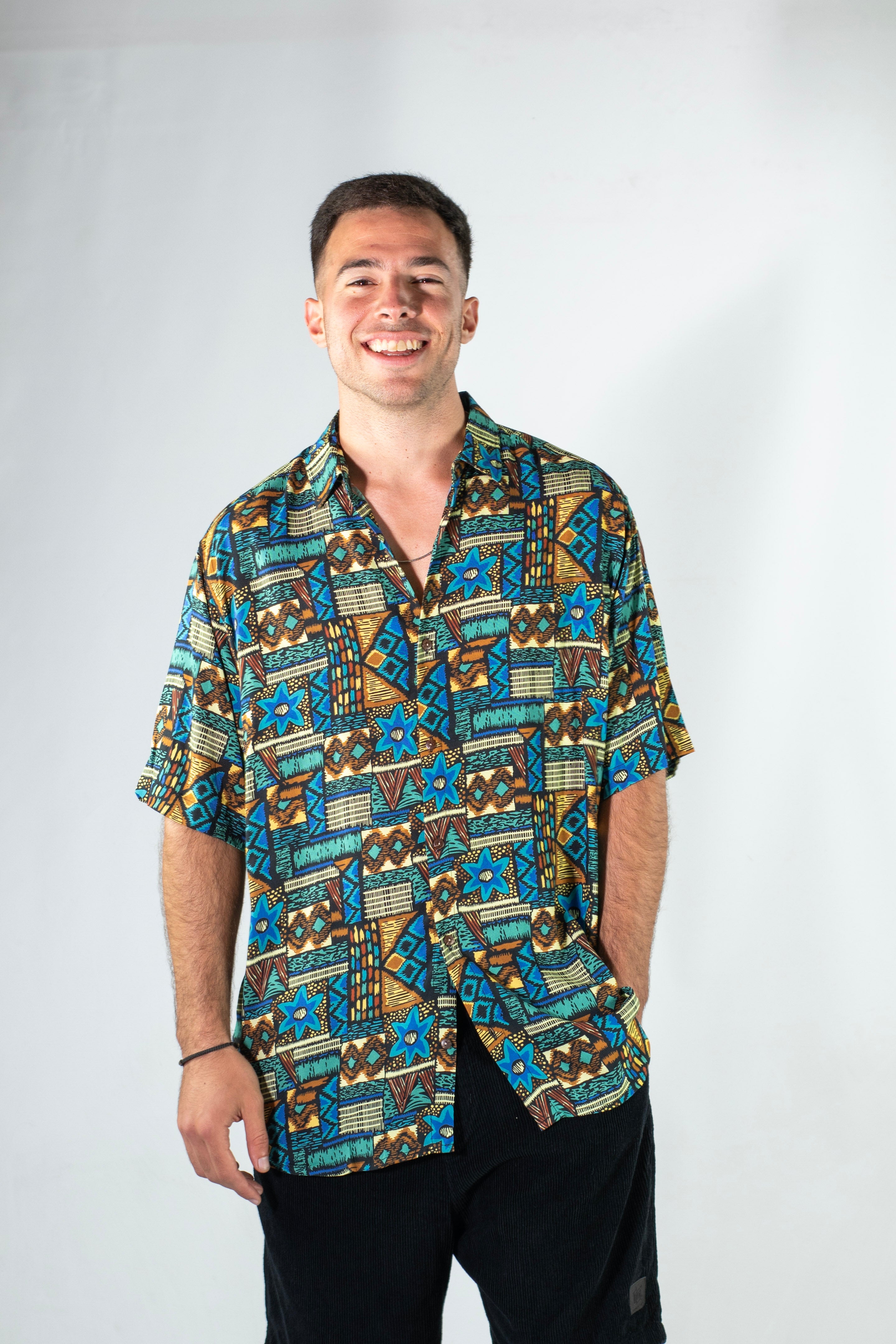 Ocn Men's Malibu Ethnic V1 Multicolor Shirt - Stylish Casual Wear for Beach, Travel & Summer Outfits