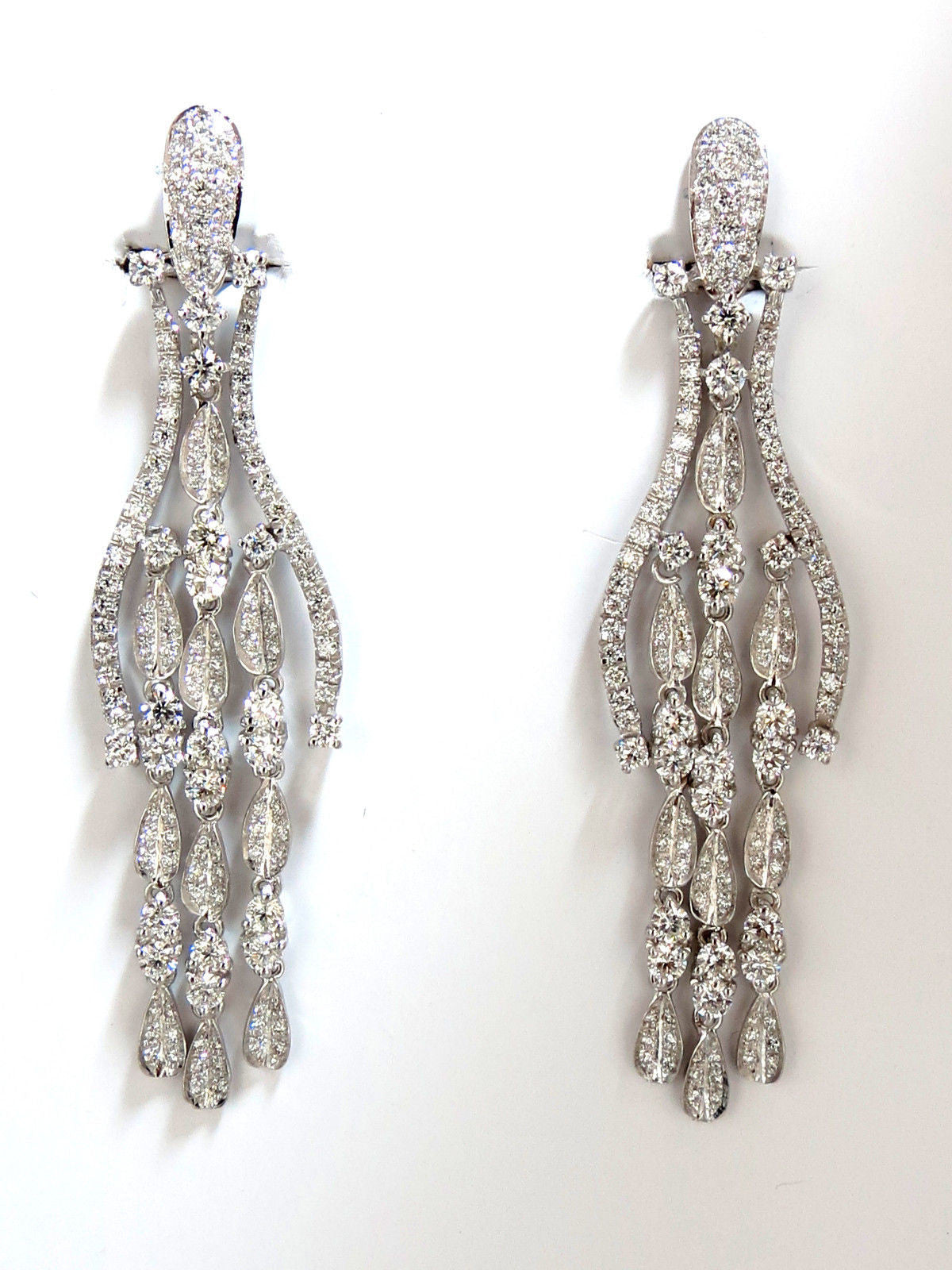 6.00ct Natural Diamond Dangle Earrings - 18K Gold Wishbone Petal Chandelier Earrings for Women | Elegant Wedding, Party & Evening Wear Jewelry