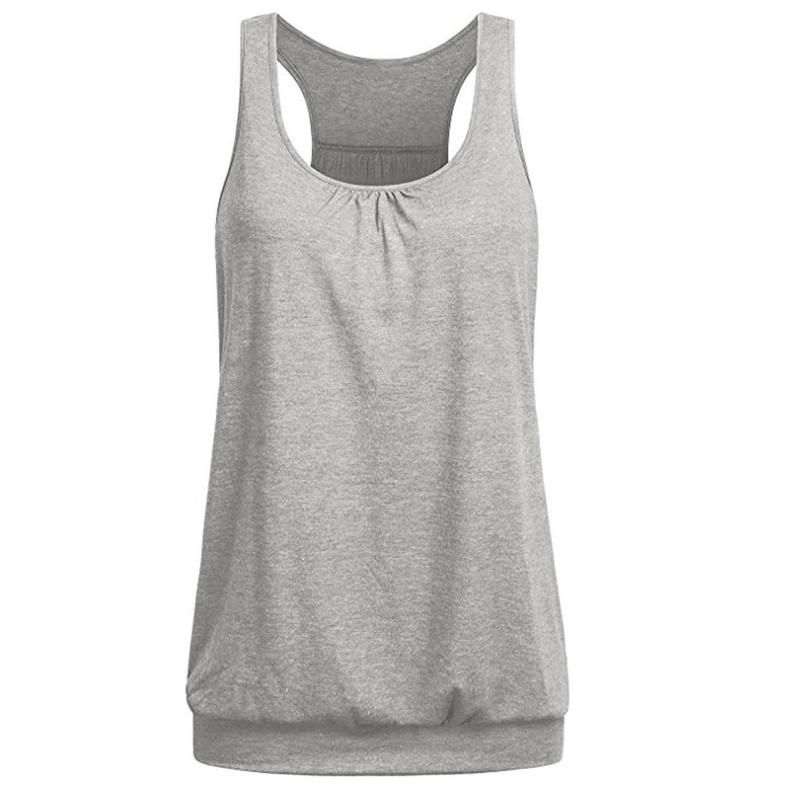 Vacger Women's Cotton Sleeveless V-Neck Tunic Top - Letter Print Loose Fit Tank Blouse for Casual Wear, Summer Outfits & Layering